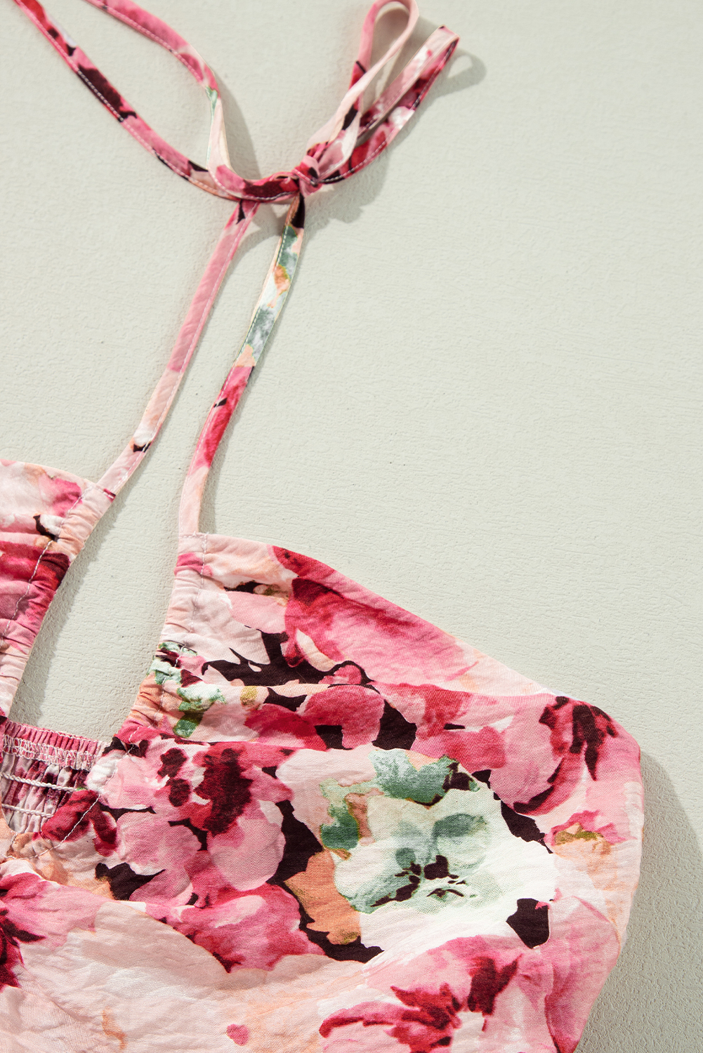 White Frill Mock Neck Sleeveless Tiered Floral Dress