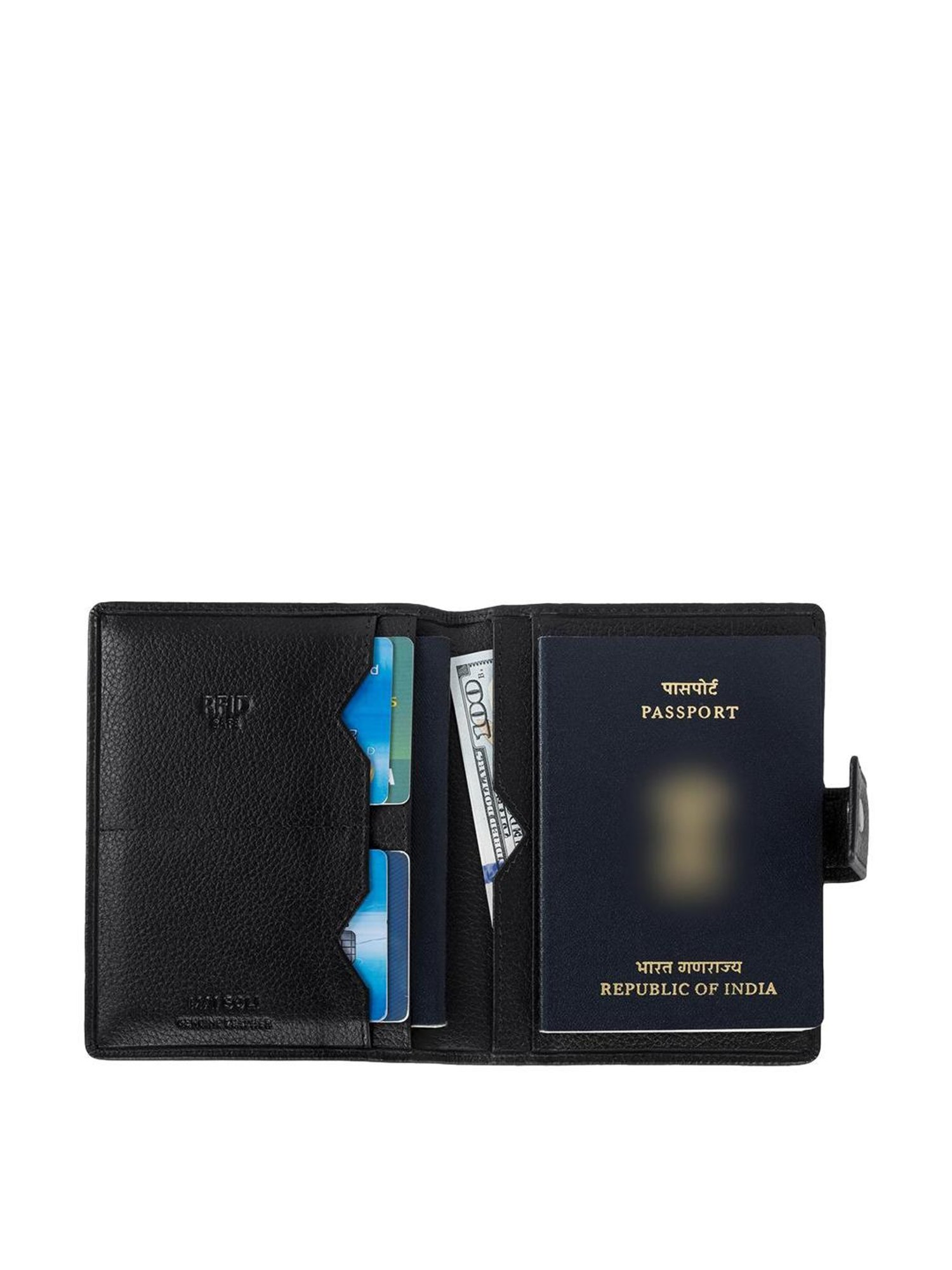 Mai Soli Gypsy Black Formal Leather Passport Wallet for Unisex