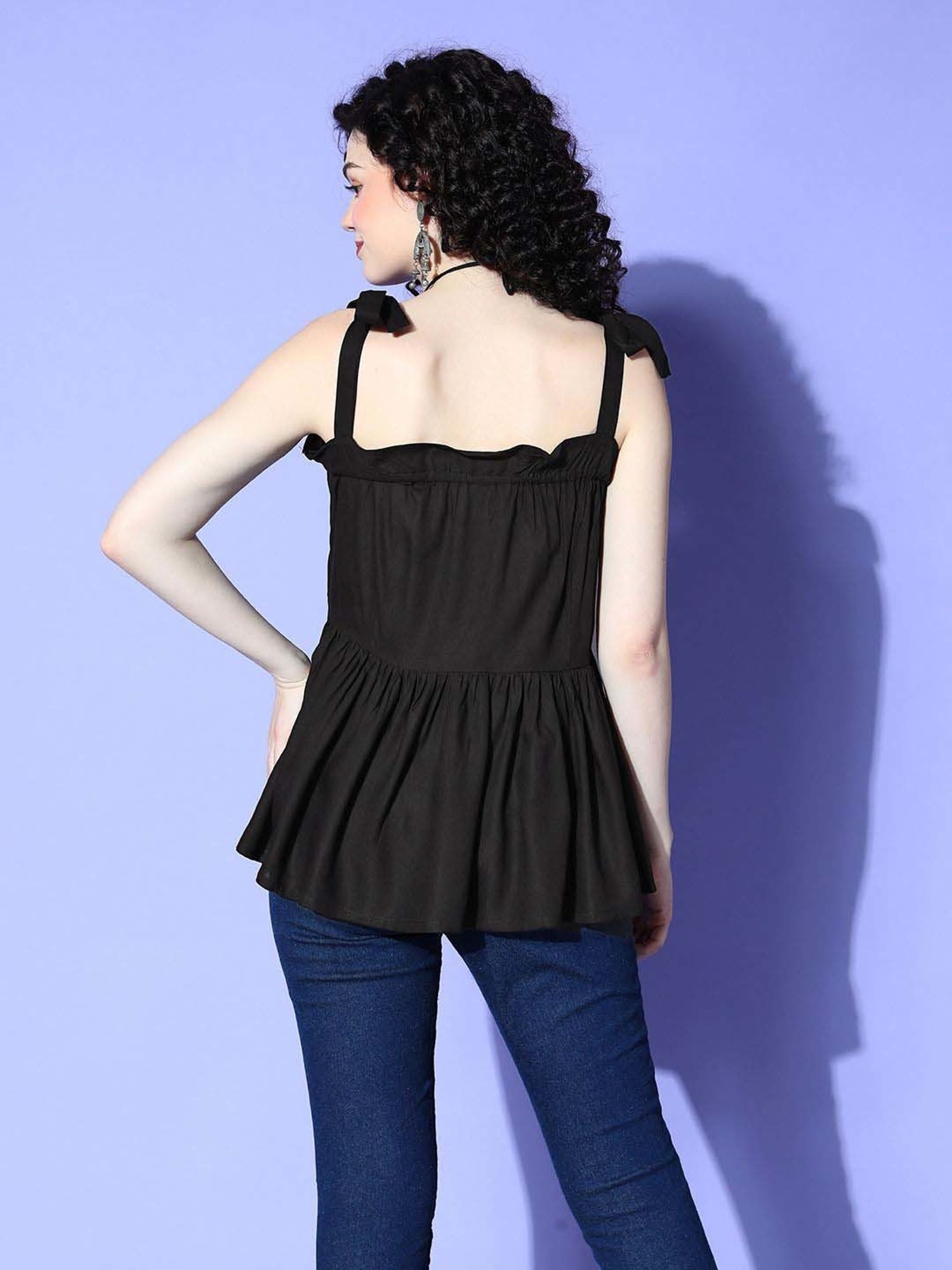 Inweave Black Regular Fit Top