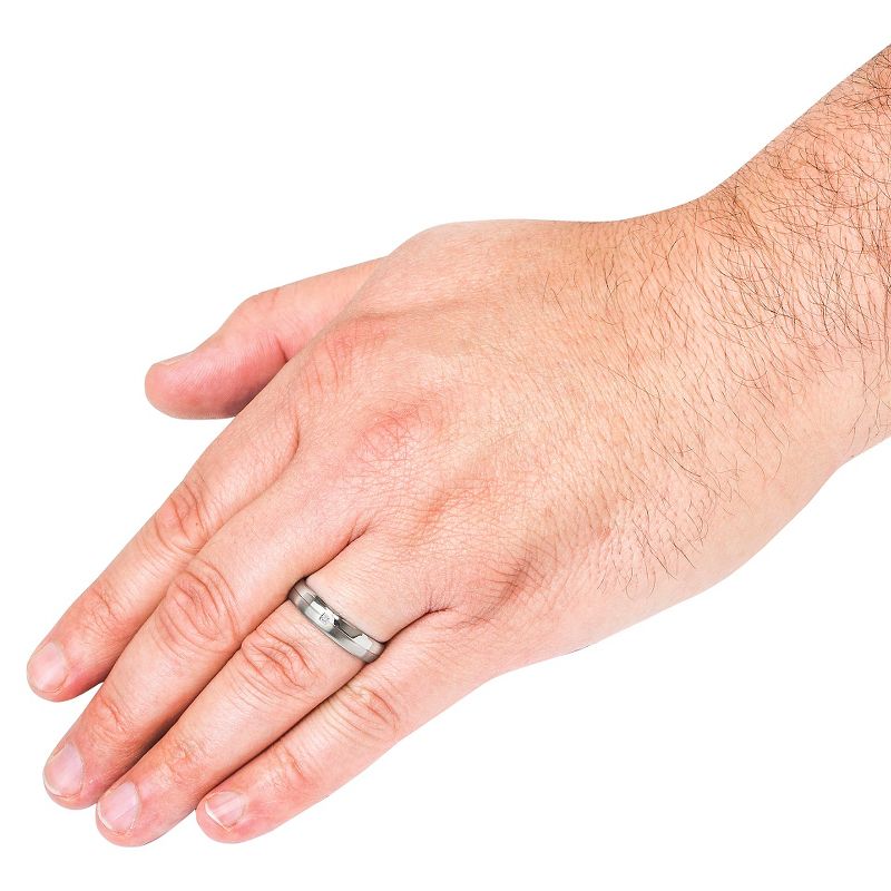 Men's Crucible 0.02 CT. T.W. Round-Cut Diamond Stud Bezel Set Ring in Titanium (H-I-SI2)