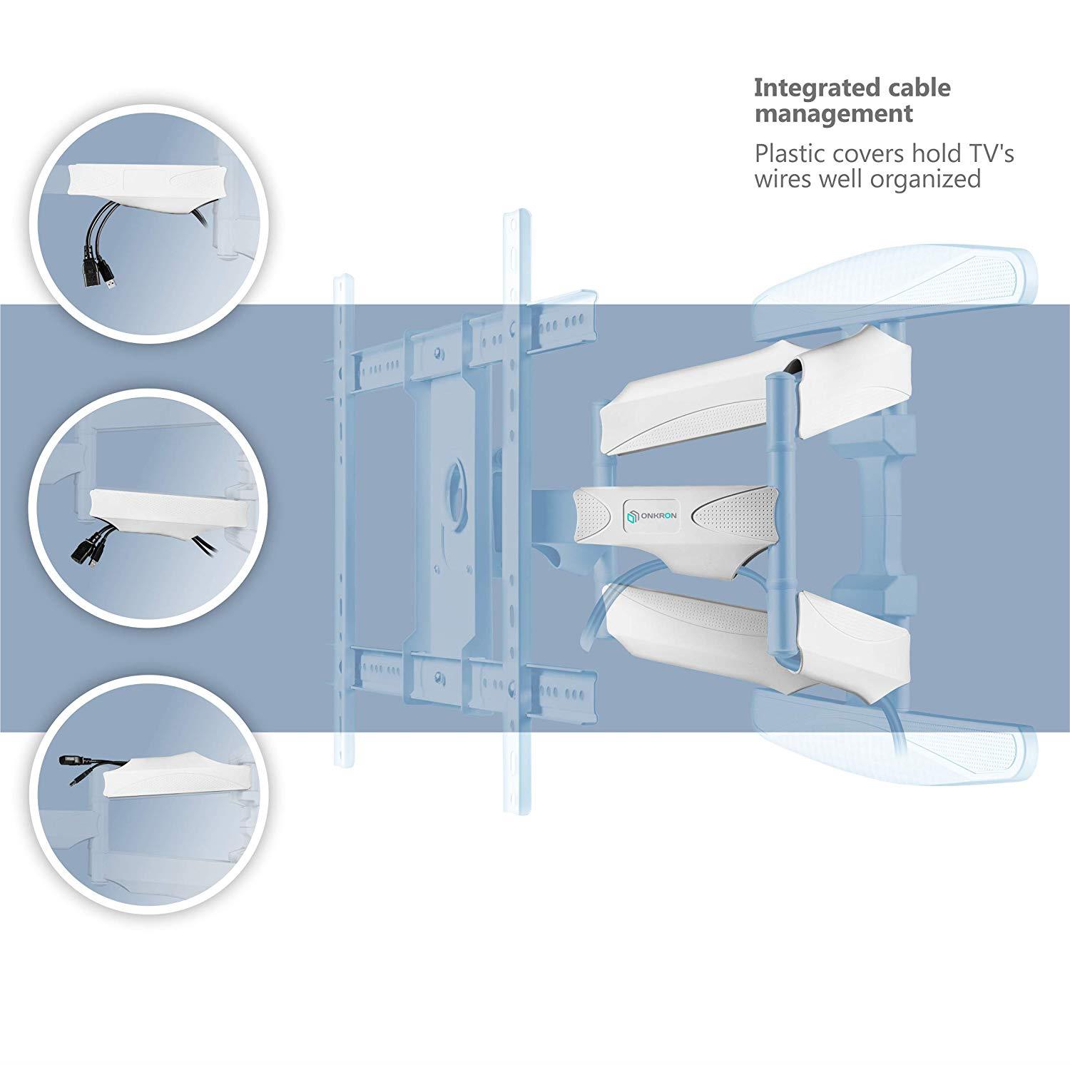 ONKRON Wall Mount Articulating Heavy-Duty TV Bracket 42 to 70 Inch LCD LED Flat Screen TVs White (M6L)