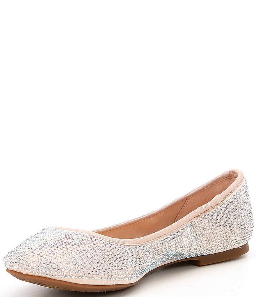 GB Star-Brite Microfiber Rhinestone Detail Ballet Flats