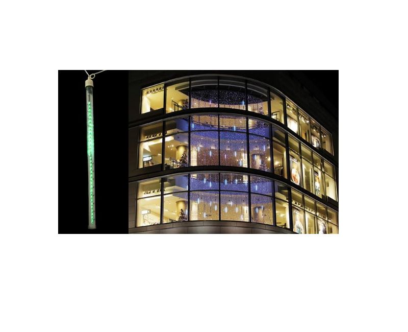 J. Hofert Co 32ct LED Lighted Dripping Icicle Tube Christmas String Lights White Wire - Green