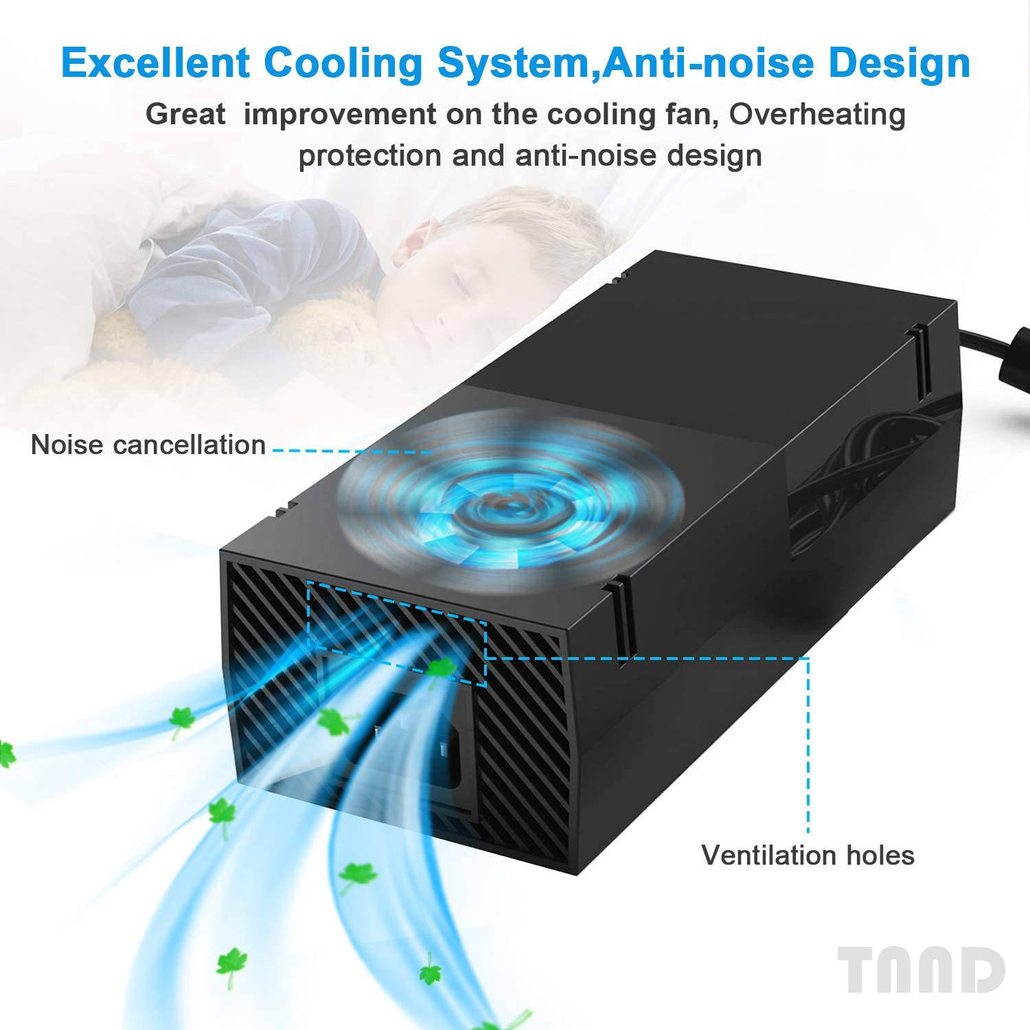 Xbox one power brick with cable, [upgraded version] UK or AC adapter replacement charger is suitable for Xbox One console with 110-220 V voltage  US Plug