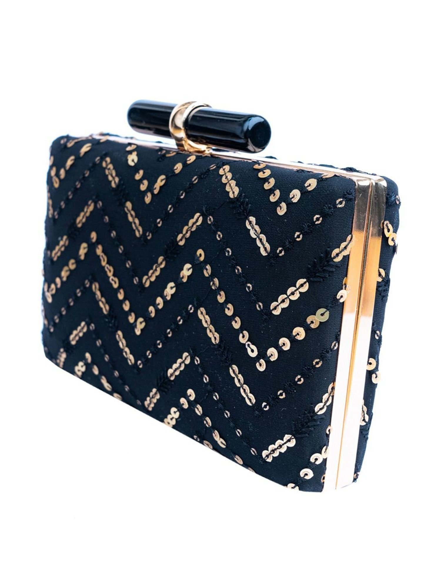 NR by Nidhi Rathi Black Fabric Clutch