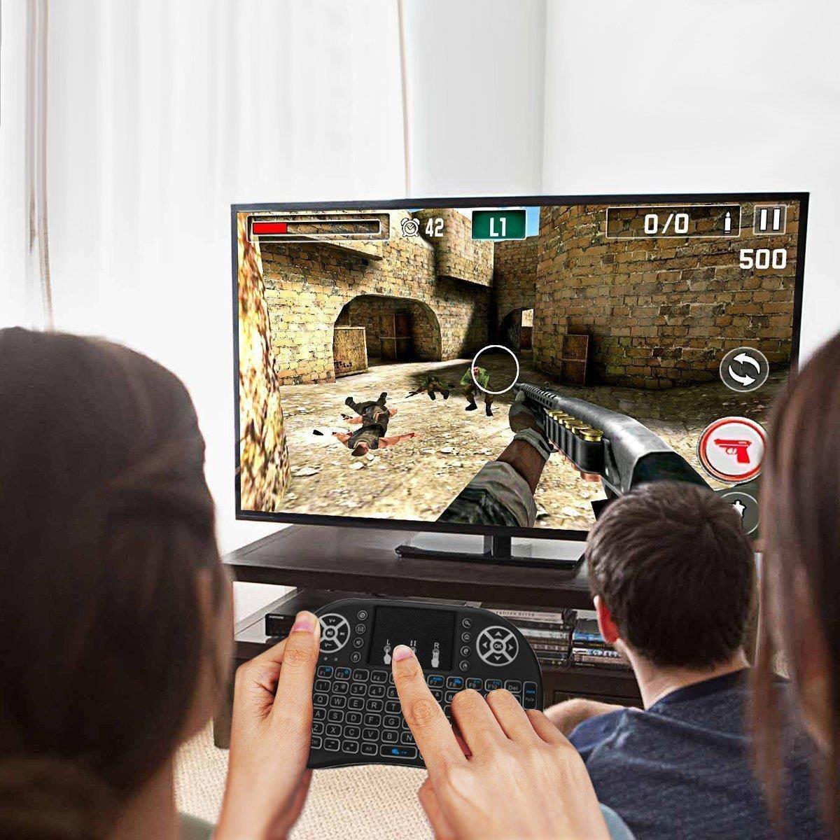 OEM (US Version) FMKRFL1-US32 Mini Wireless Keyboard with Touchpad Mouse 2.4GHz Remote Controller Rechargeable Combos for Google Android Box, Pc, Pad, Smart TV Player, Black