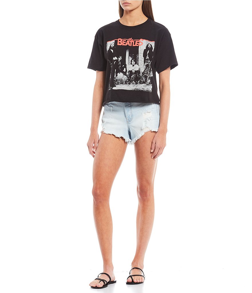 Celebrity Pink High Rise Destructed Frayed Hem Denim Shorts
