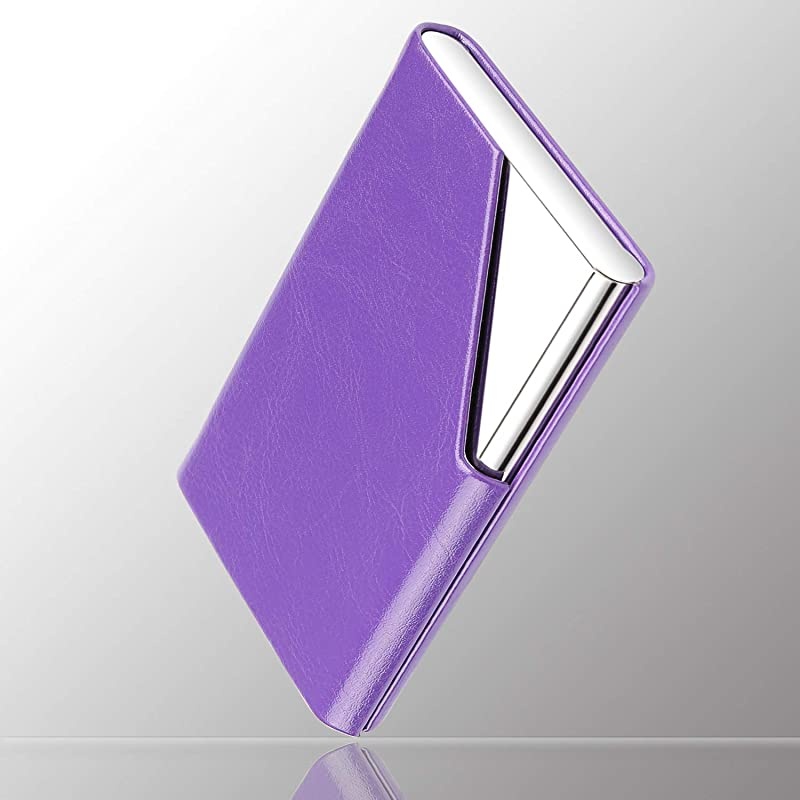 Card Holder, Metal Card Case Pocket, Card Holder for Women & Men, Professional PU Leather Card Holders Name Card Holder Purse Card Case with Magnetic Closure, Black-xbz