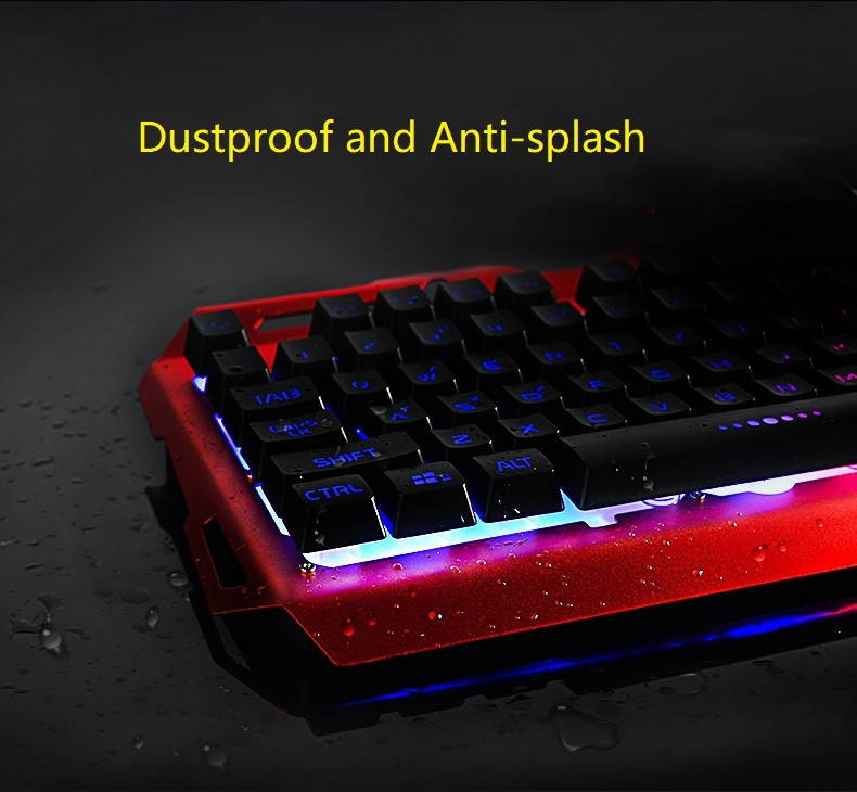Ngame N1 Cool Exterior Waterproof USB  Wired Colorful Backlit,  Double-shot Molding Keycaps  Keyboard And 2400 DPI RGB Light Effect Mouse Combo For Office And Game, Metal Panel - Black