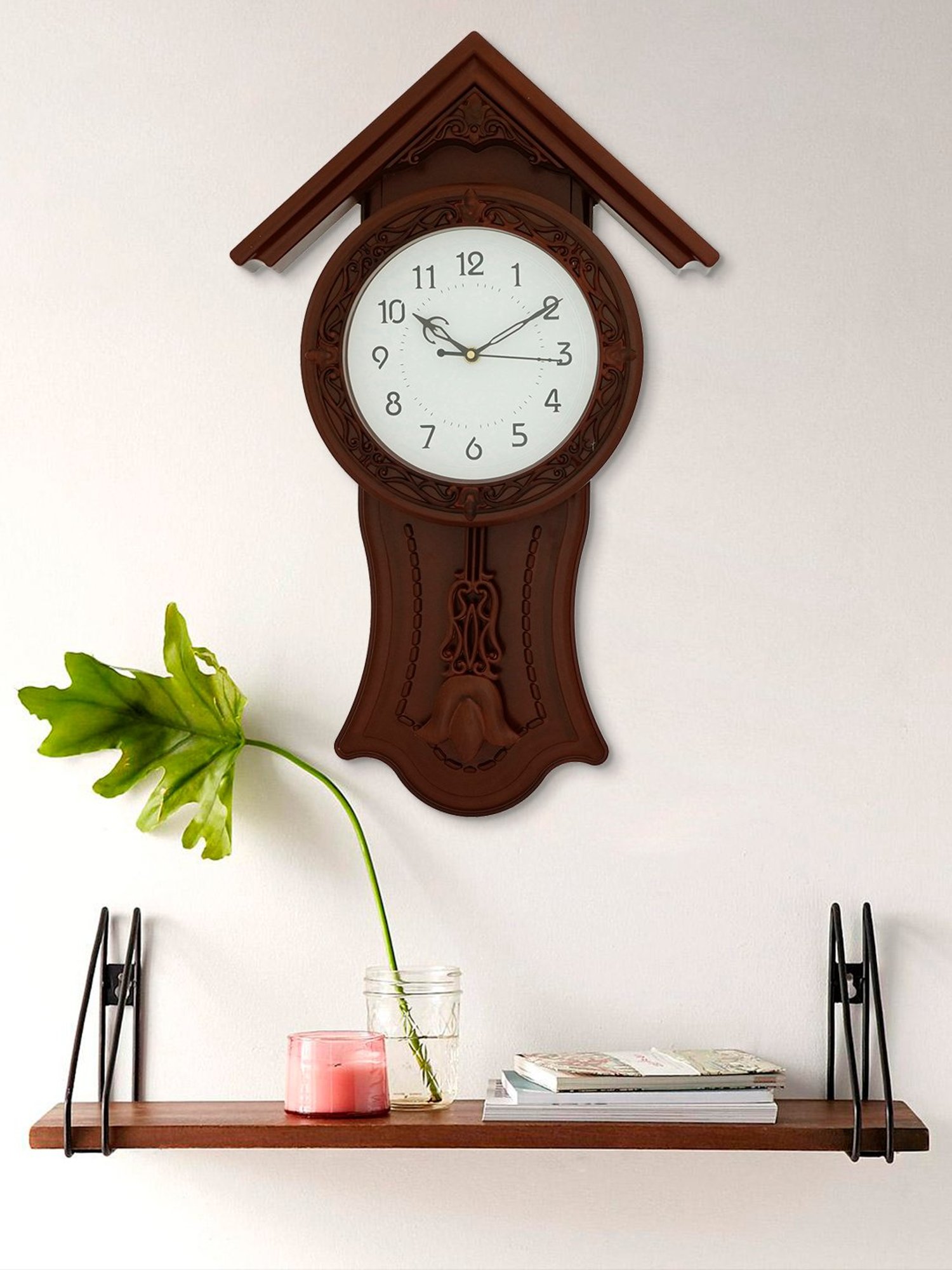 CHRONIKLE Rosewood Brown Plastic Wall Clock