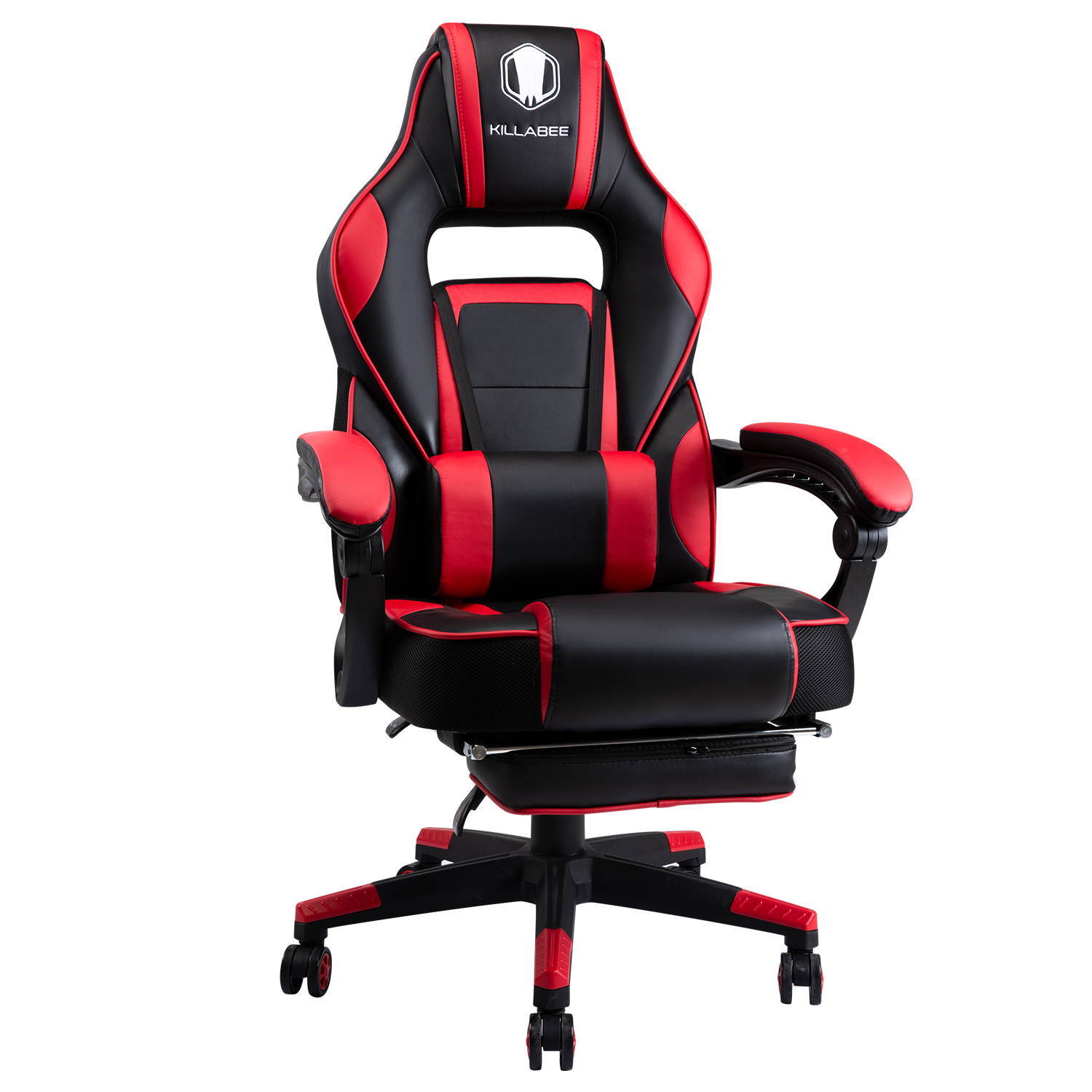 KILLABEE Massage Gaming Chair High Back PU Leather PC Racing Computer Desk Office Swivel Recliner with Retractable Footrest and Adjustable Lumbar Support