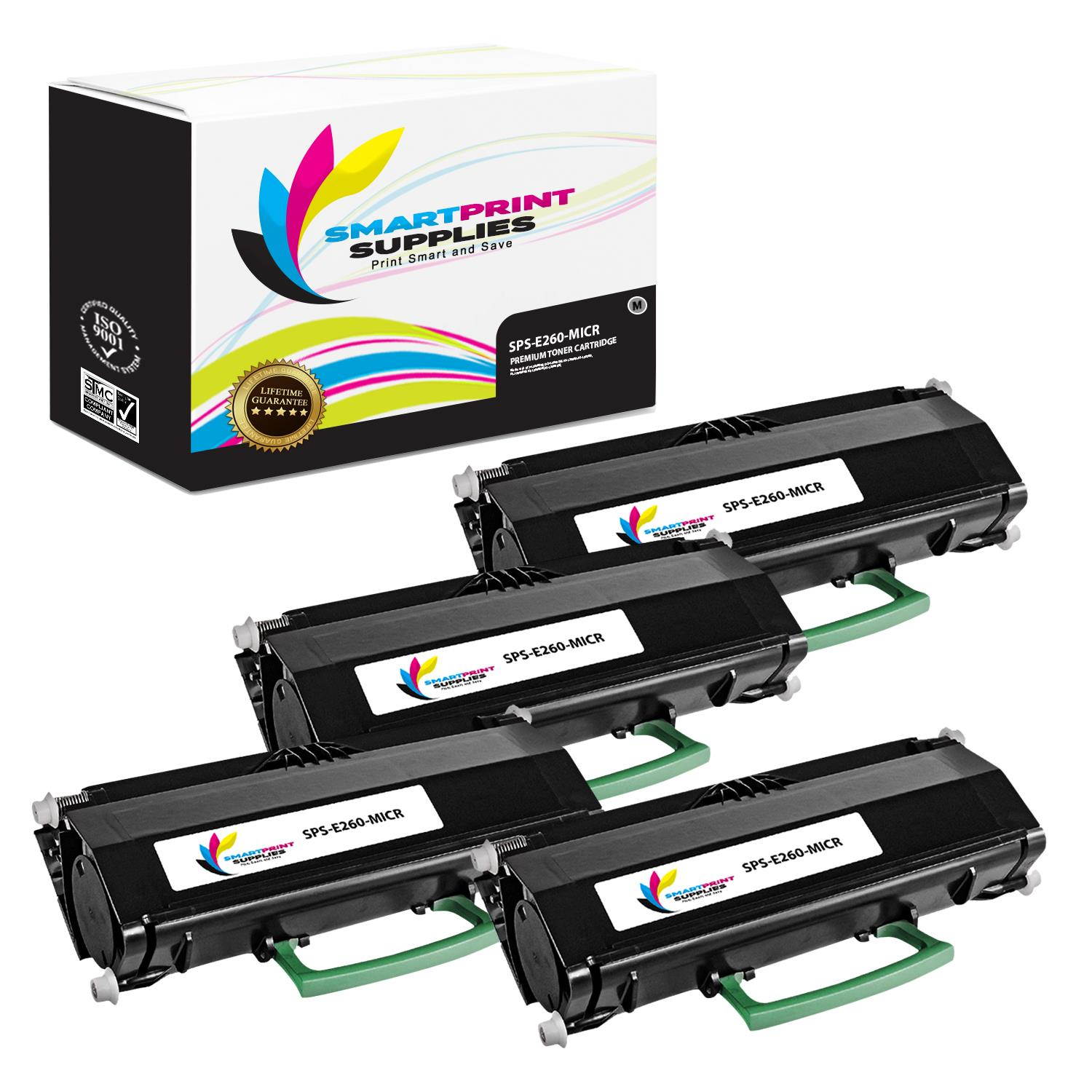 Smart Print Supplies Compatible E260A21A E260A11A MICR Black Toner Cartridge Replacement for Lexmark E260 E360 E460 E462 Printers (3,500 Pages) - 4 Pack