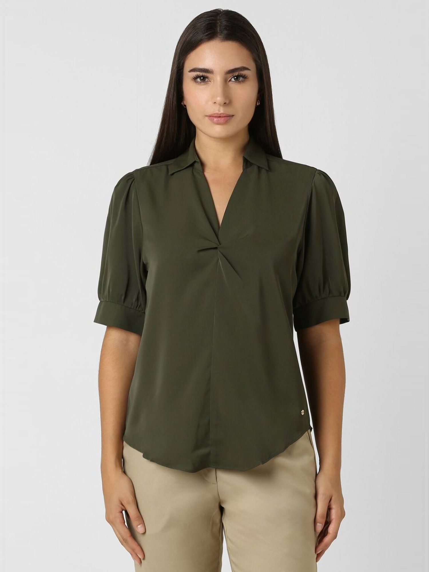 Van Heusen Green Plain Top
