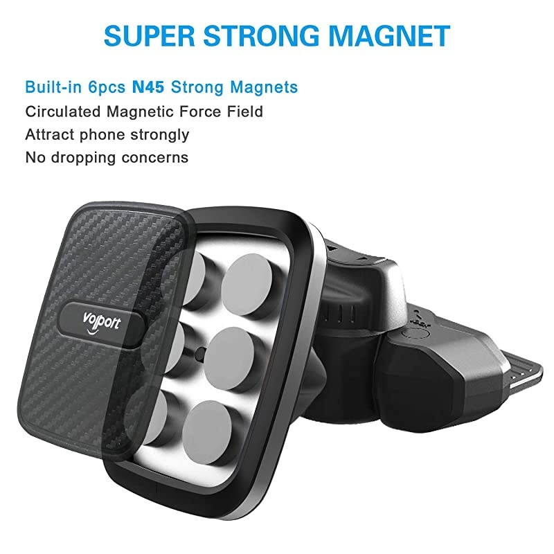 CD Slot Magnetic Phone Car Mount  Universal 360 Magnet CD Player Mount Cell Phone Holder for iPhone 11 Pro Max XS Max Xr iPad Samsung Galaxy S10+ Mini Tablets GPS and Android Smartphone