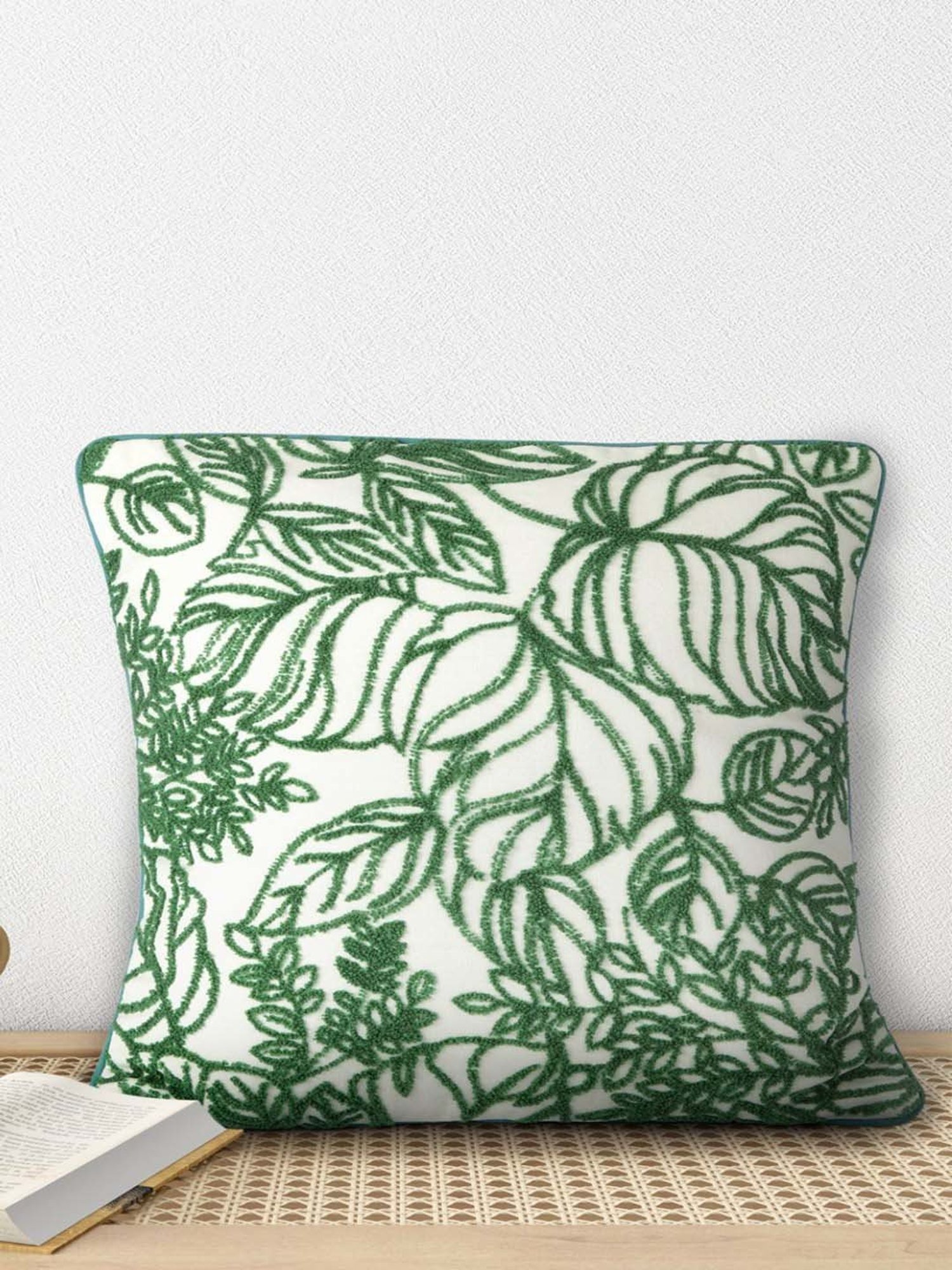 Living Scapes by Pantaloons Green Cotton Cushion Cover