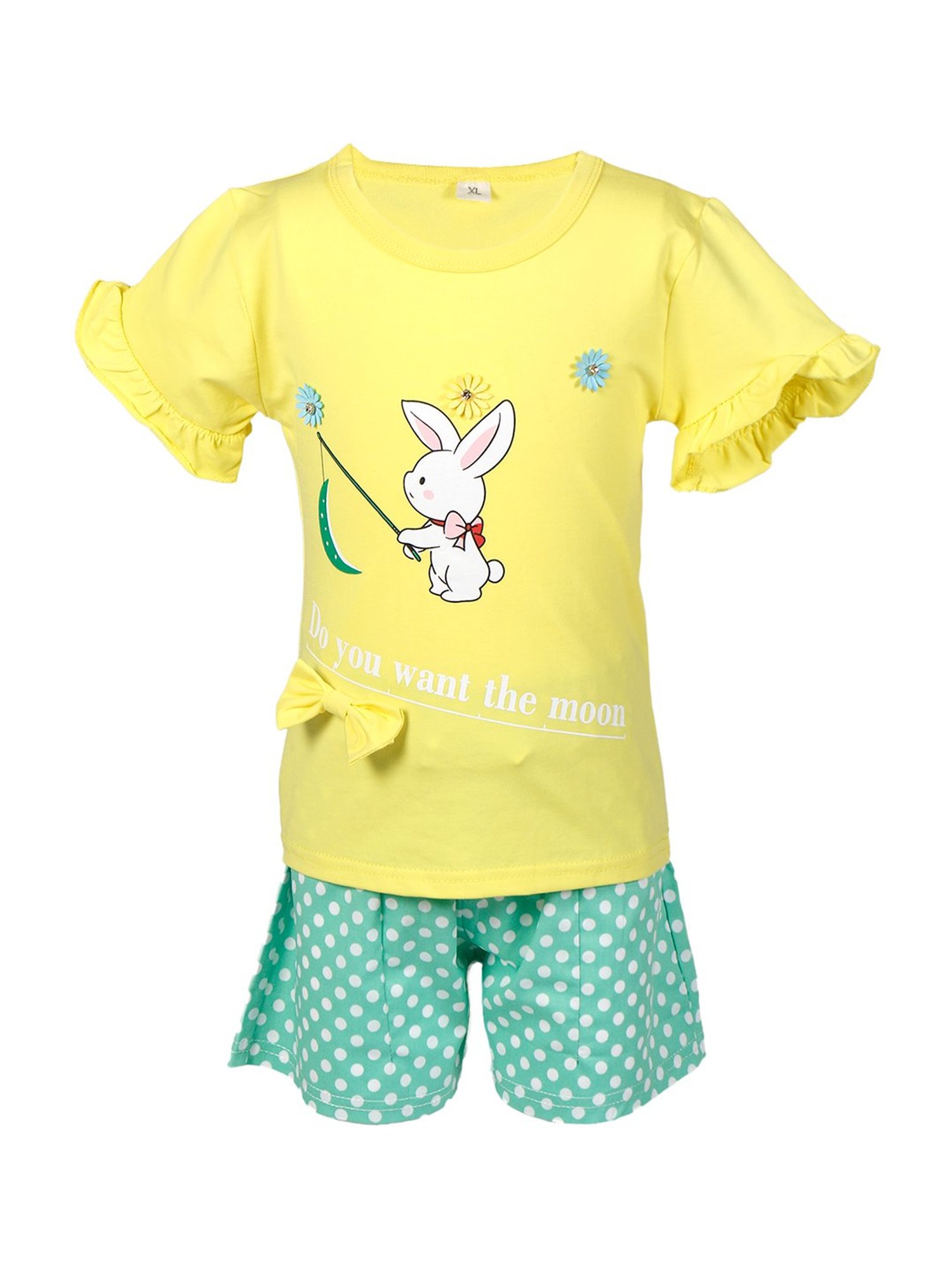 Passion Petals Kids Yellow Cotton Printed Top & Shorts