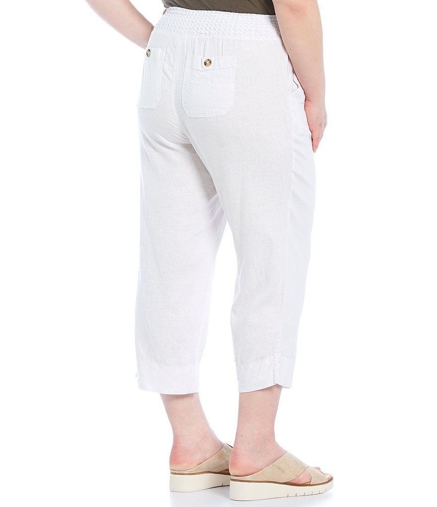 Westbound Plus Size Wide Leg Linen Capri Pants