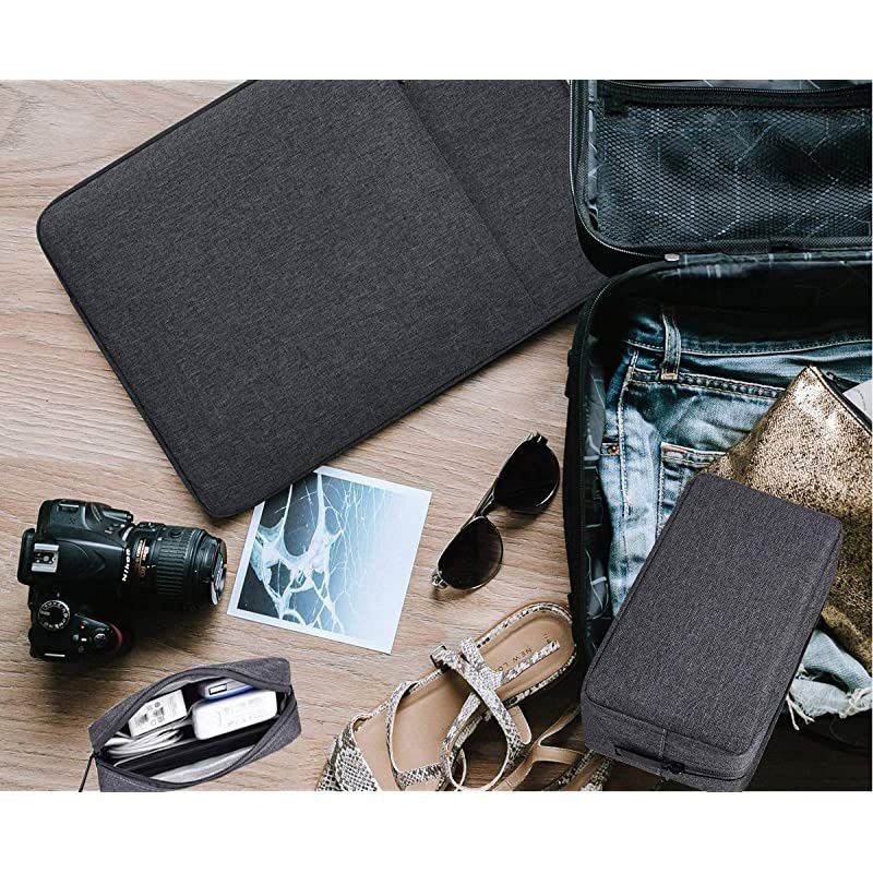 Accessories Case Durable Small Accessories Storage Bag Compatible Laptop Charger Various USB Cables Cords and Power Travel Gadget Carry Bag Dark GraySmall+Big