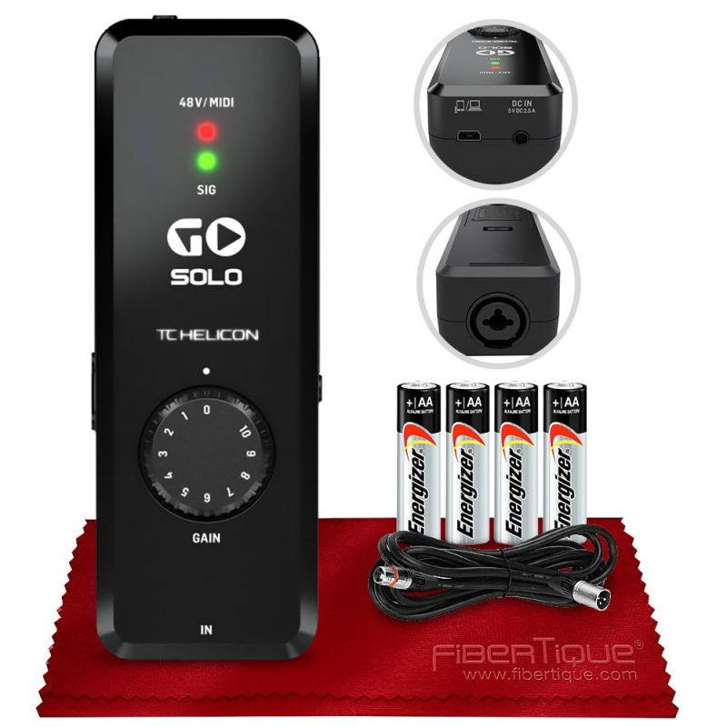 TC Helicon GO SOLO High Definition Audio / MIDI Interface for Mobile Devices with Essential Accessories Bundle