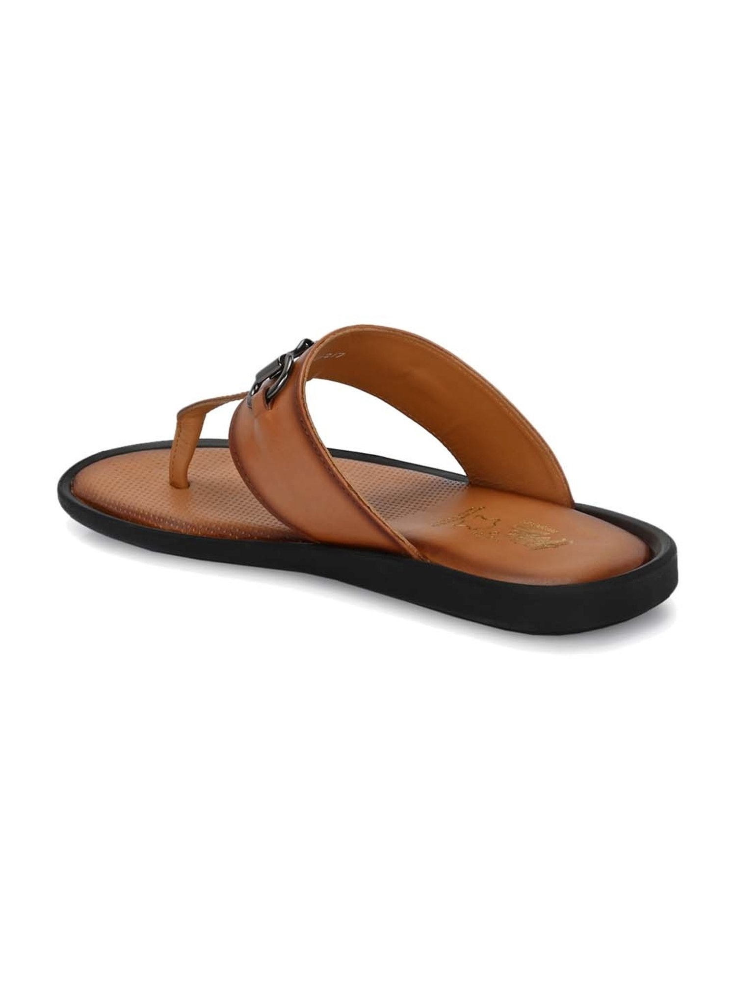 Hitz Men's Tan T-Strap Sandals