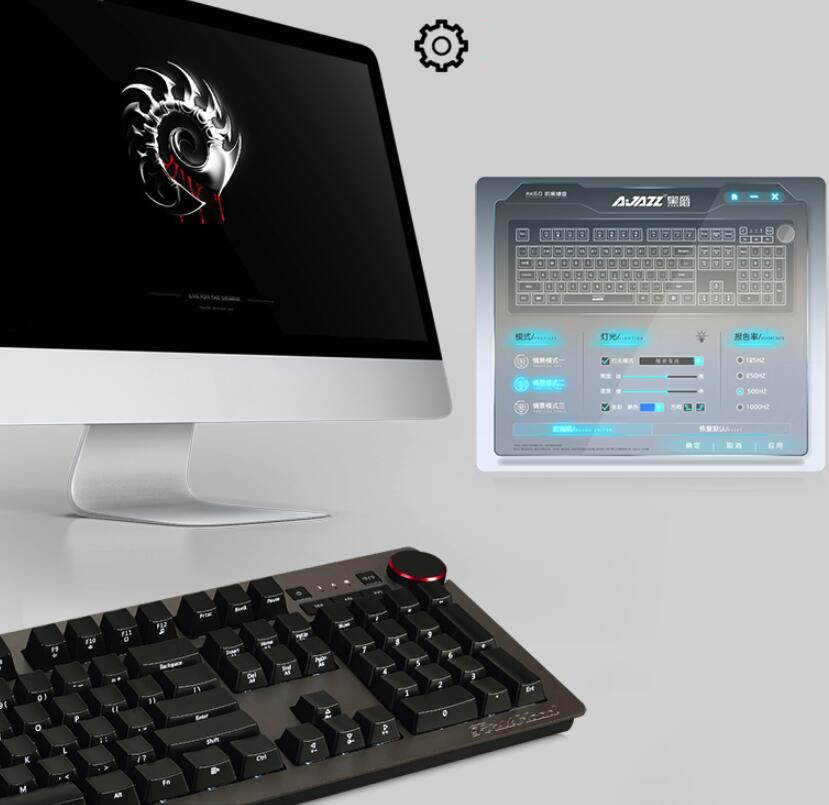 Ajazz AK60 Wired Mechanical Gaming Keyboard White Backlight  Ajazz Blue Switch 104 Classic Layout - Black