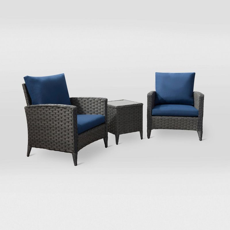 3pc Parkview Chair Patio Set - Navy - CorLiving