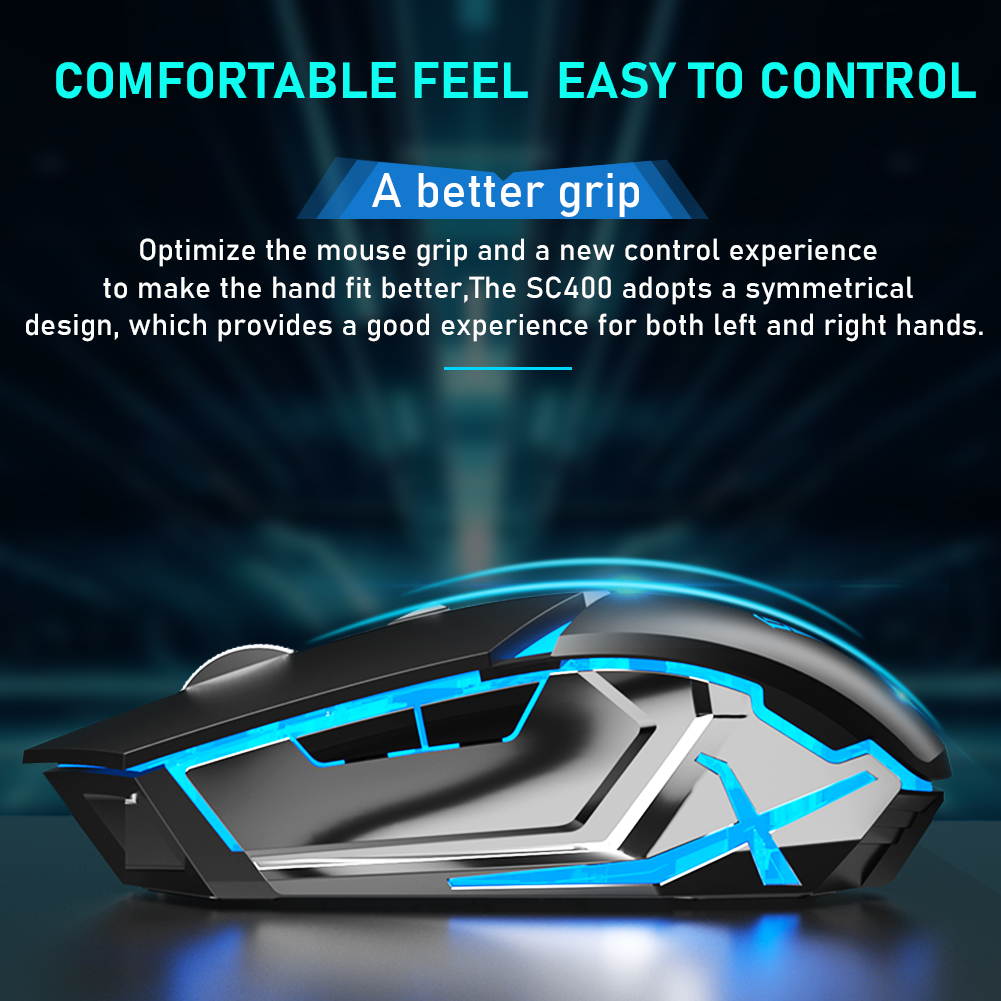 AULA SC400 Rechargeable 2.4G Wireless Gaming Mouse Cool Backlight and Greener charging design for laptop computer