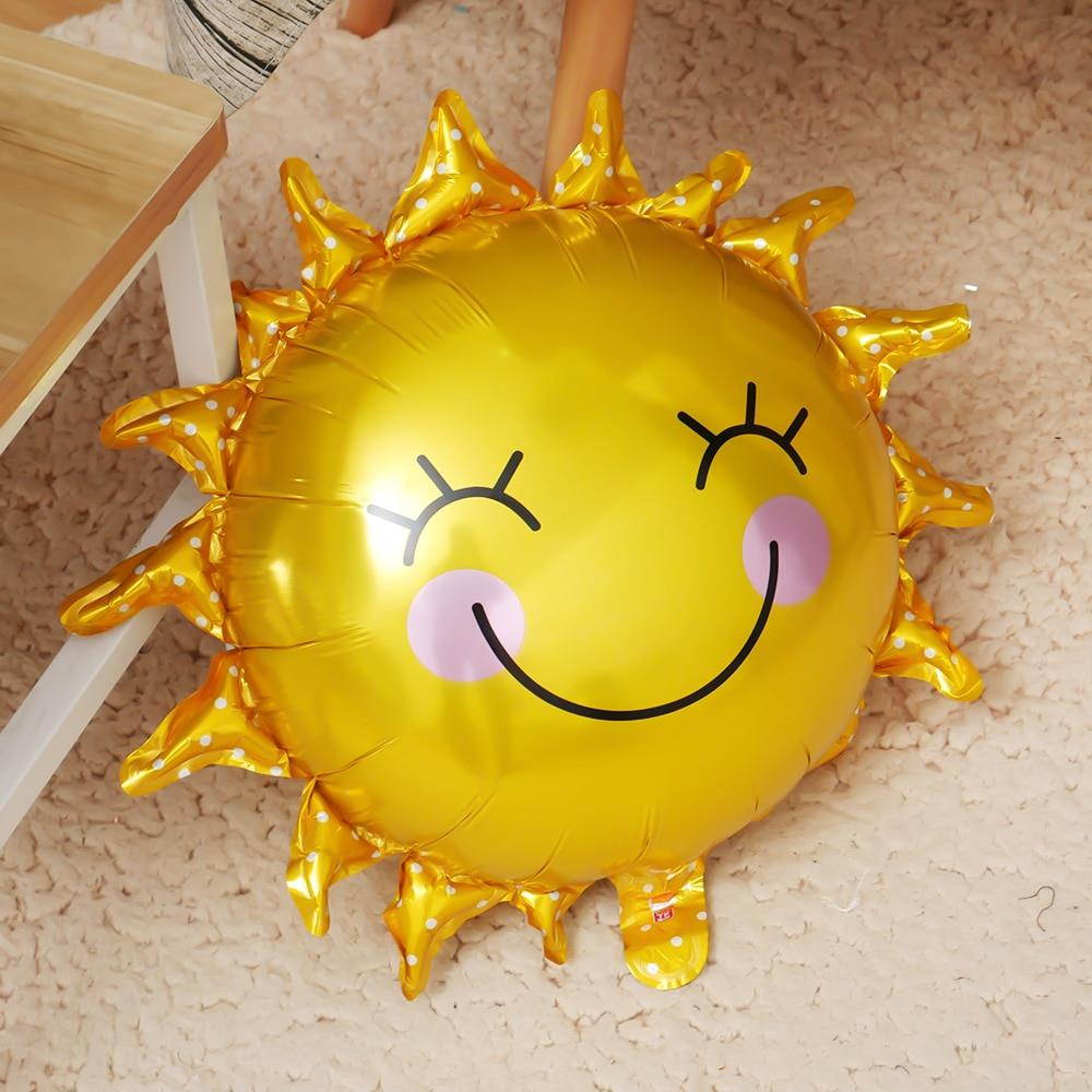 Lovely Smile Sun Balloons Baby Shower Air Balls Helium Foil Balloons Emoji Smiley Face Printed Wedding Party Decoration Supplies
