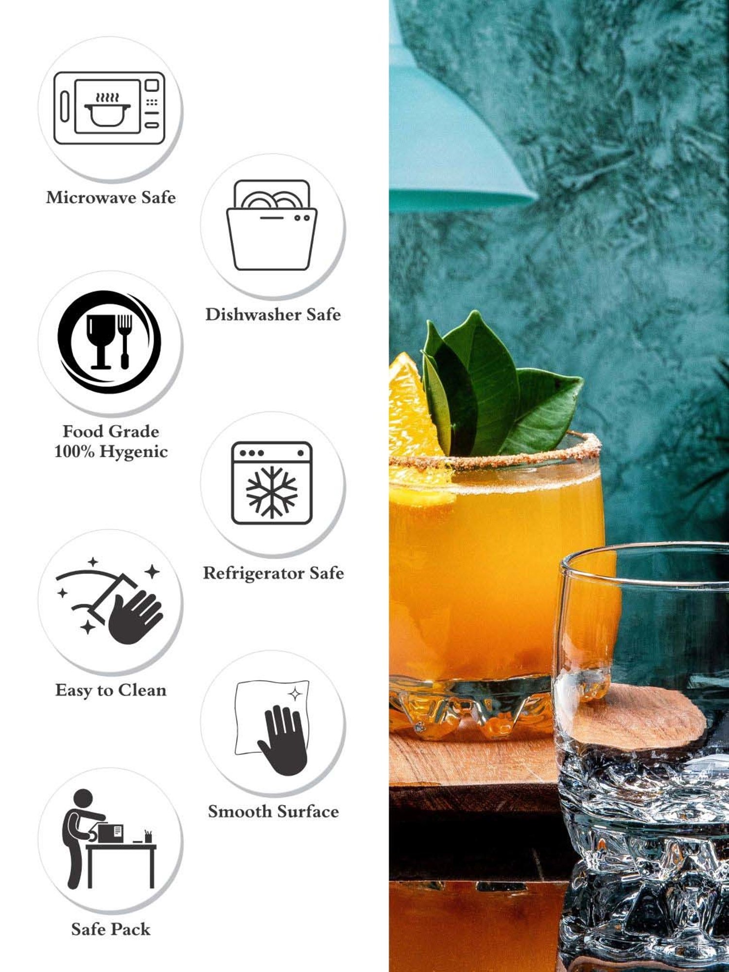 ROXX Transparent Glass Tumbler (0.3 L) - Set of 6