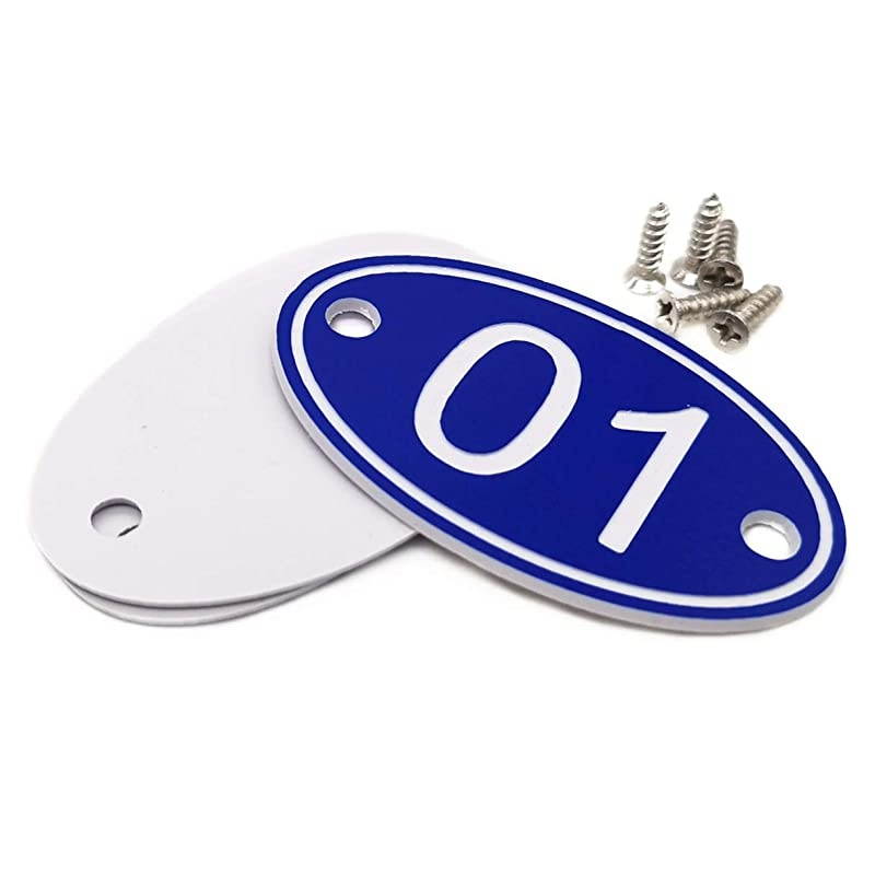 Engraved 30mm x 50mm Oval Table Numbers 51100 Pubs Restaurants Clubs Blue 51 to 100