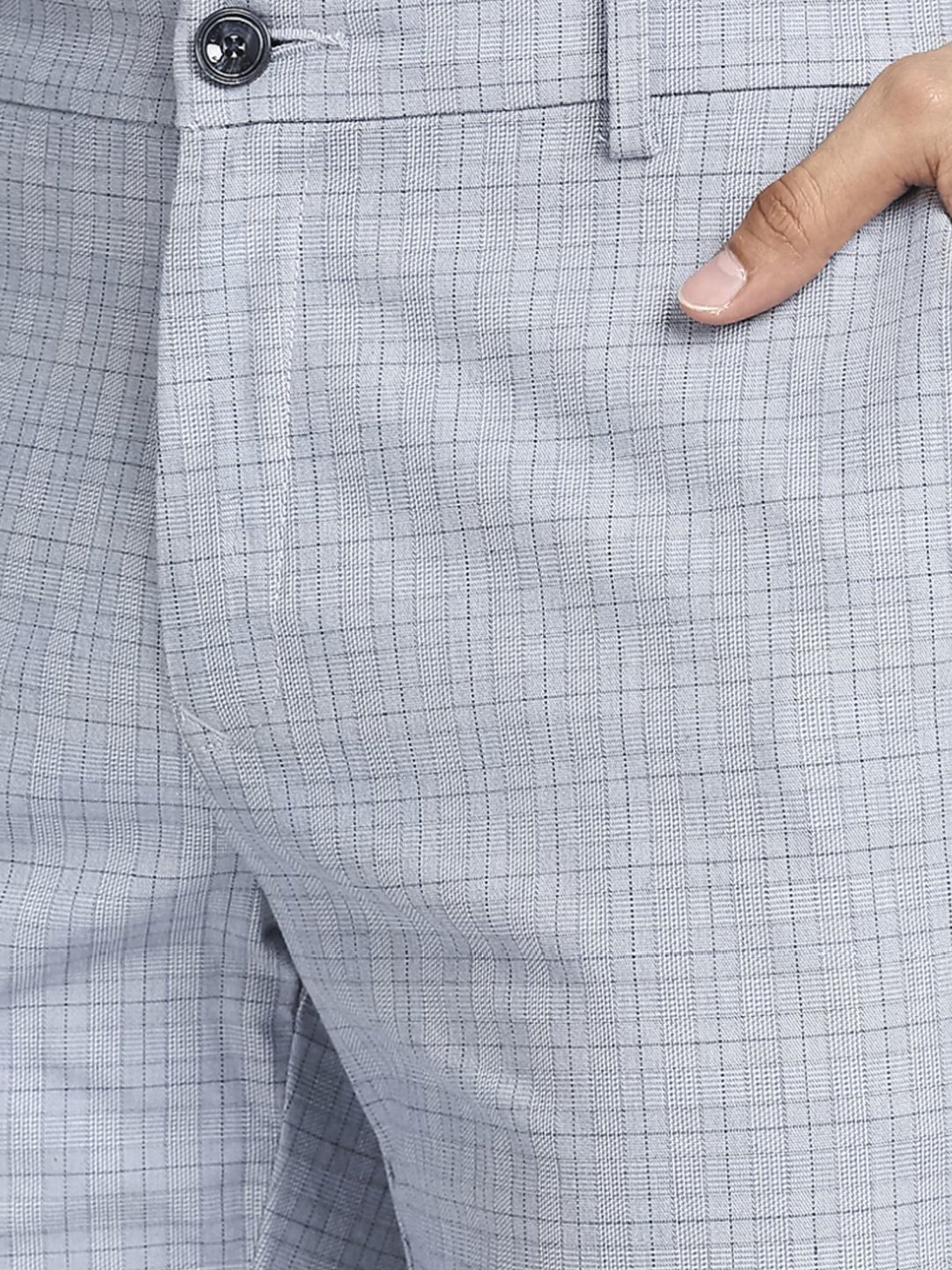 ColorPlus Blue Regular Fit Checks Chinos