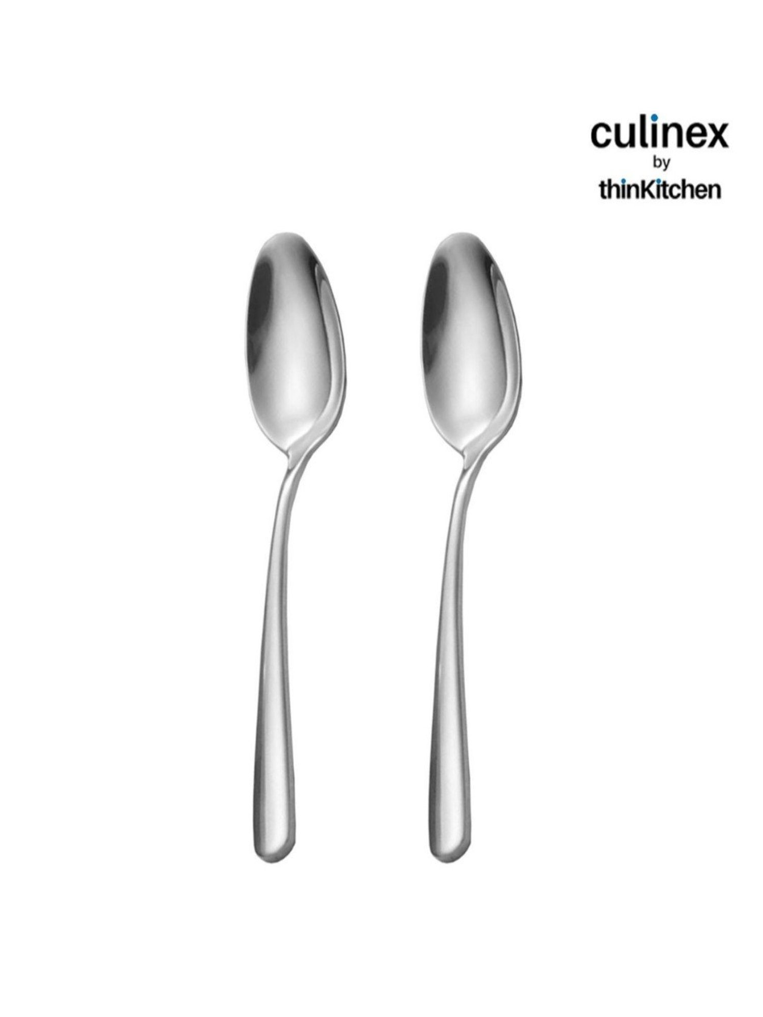 Culinex by thinKitchen Dora Silver Stainless Steel Mirror Finish All Purpose Serving Spoon(Set of 2)