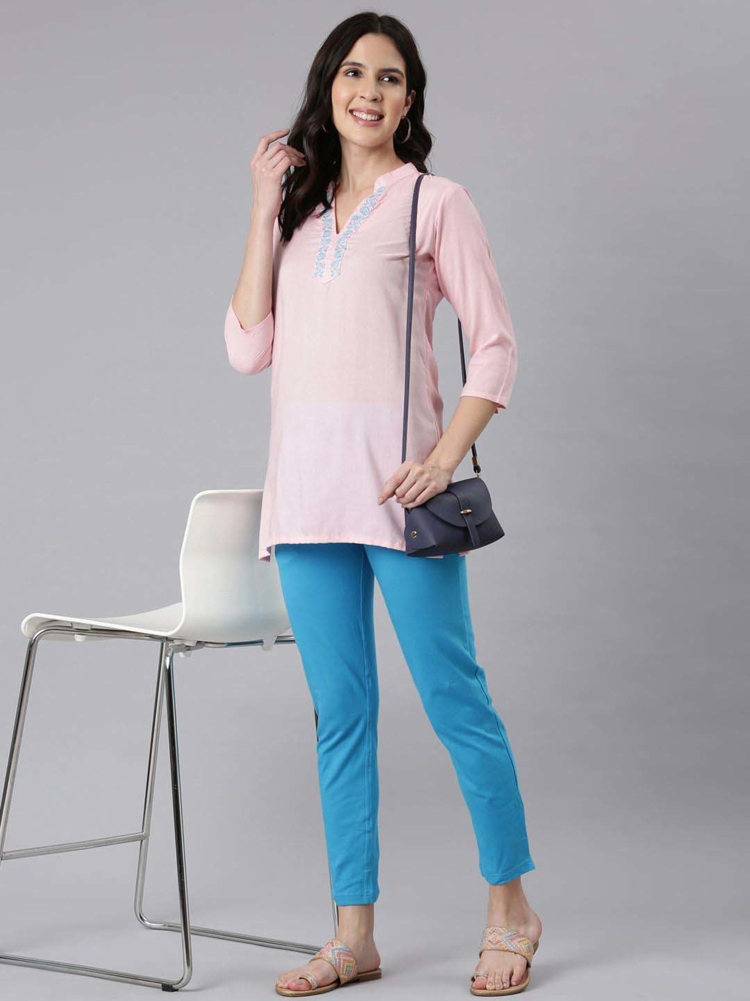 Dixcy Slimz Blue Skinny Fit Kurti Pants