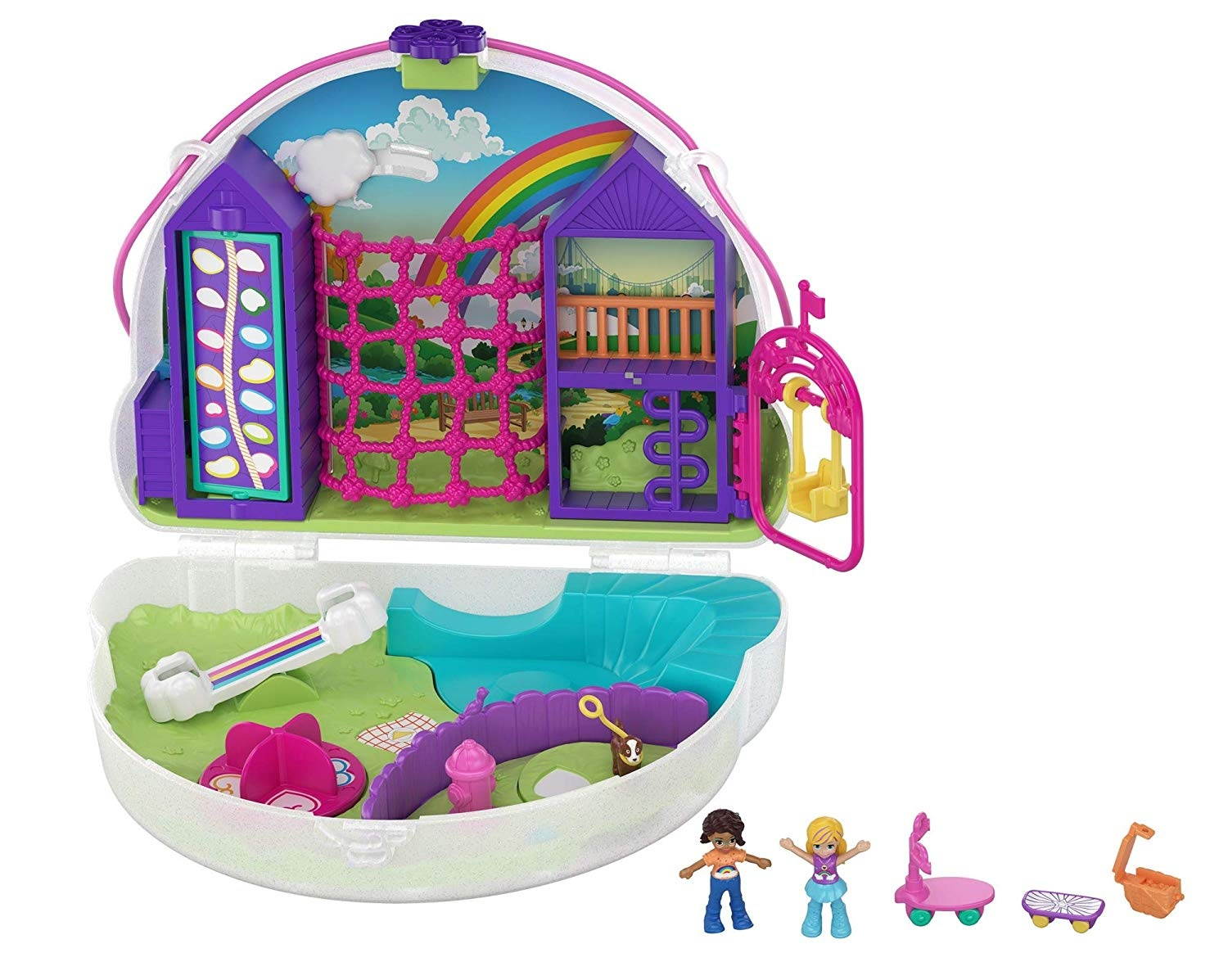 Polly Pocket Polly & Shani Rainbow Dream Wearable Purse Compact