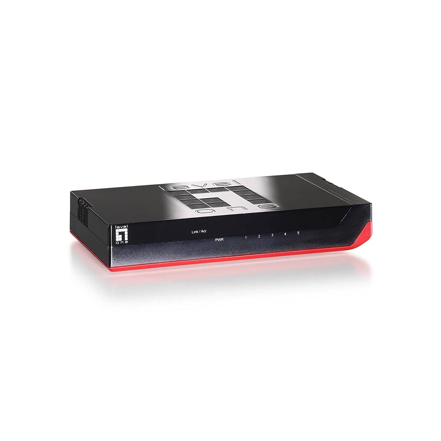 CableWholesale 5 Port 10/100/1000 Gigabit Ethernet Switch, Black with Red Trim, Energy Efficient Ethernet/IEEE 802.3az Support