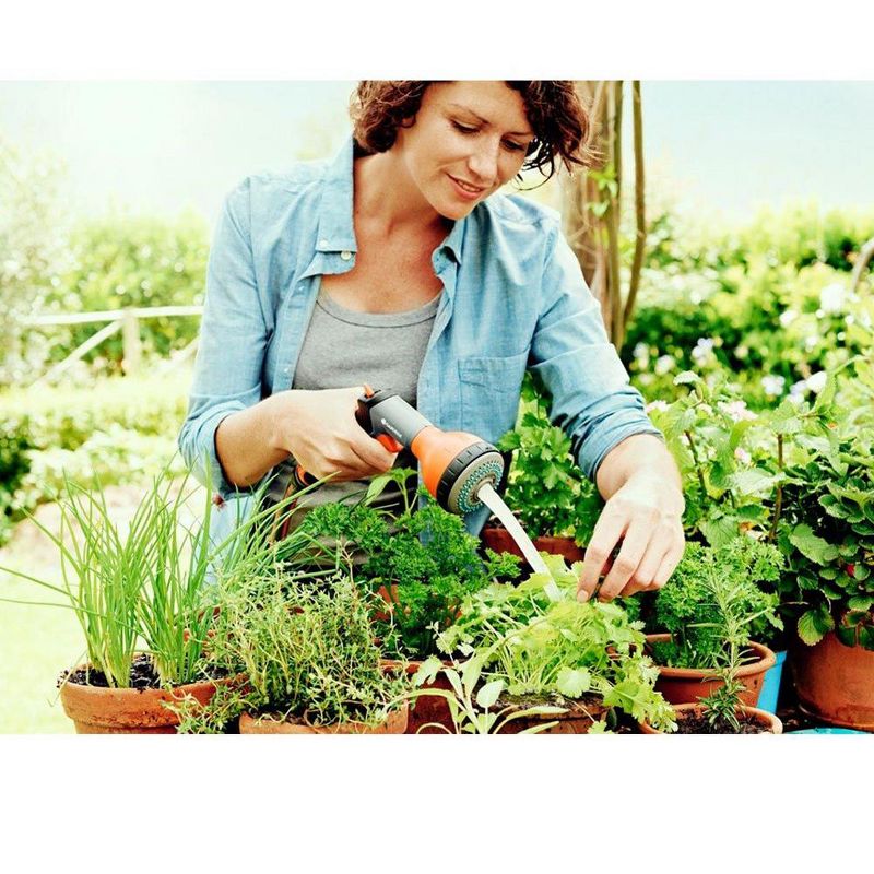 Gardena Multi Purpose 7 in 1 Metal Hose Spray Gun with Flow Control, Orange