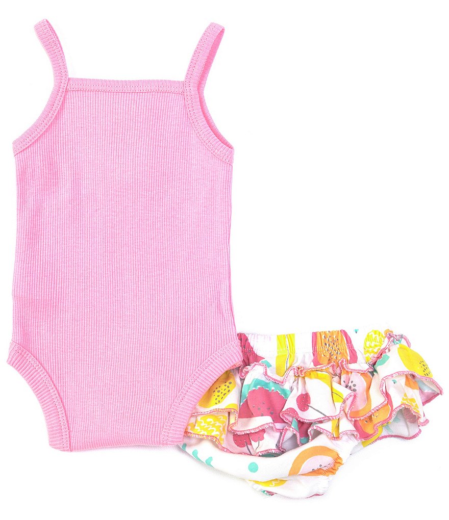 Baby Starters Baby Girls Newborn-9 Months Rib-Knit Bodysuit & Fruit Skirted Diaper Cover Set