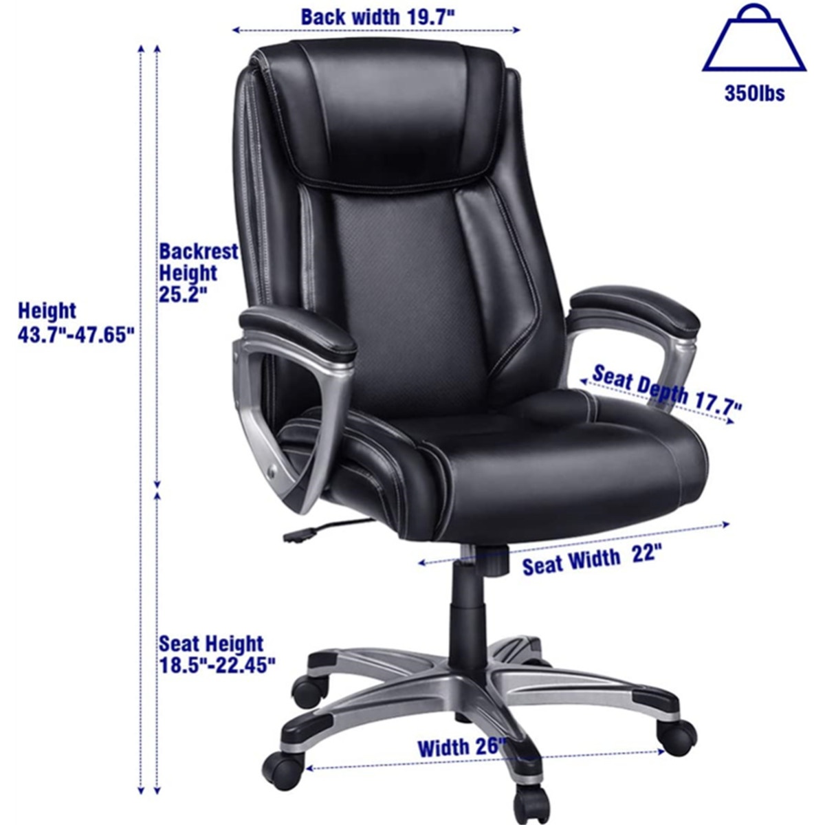 360&deg; Swivel Executive Office Chair High Back Leather Executive Computer