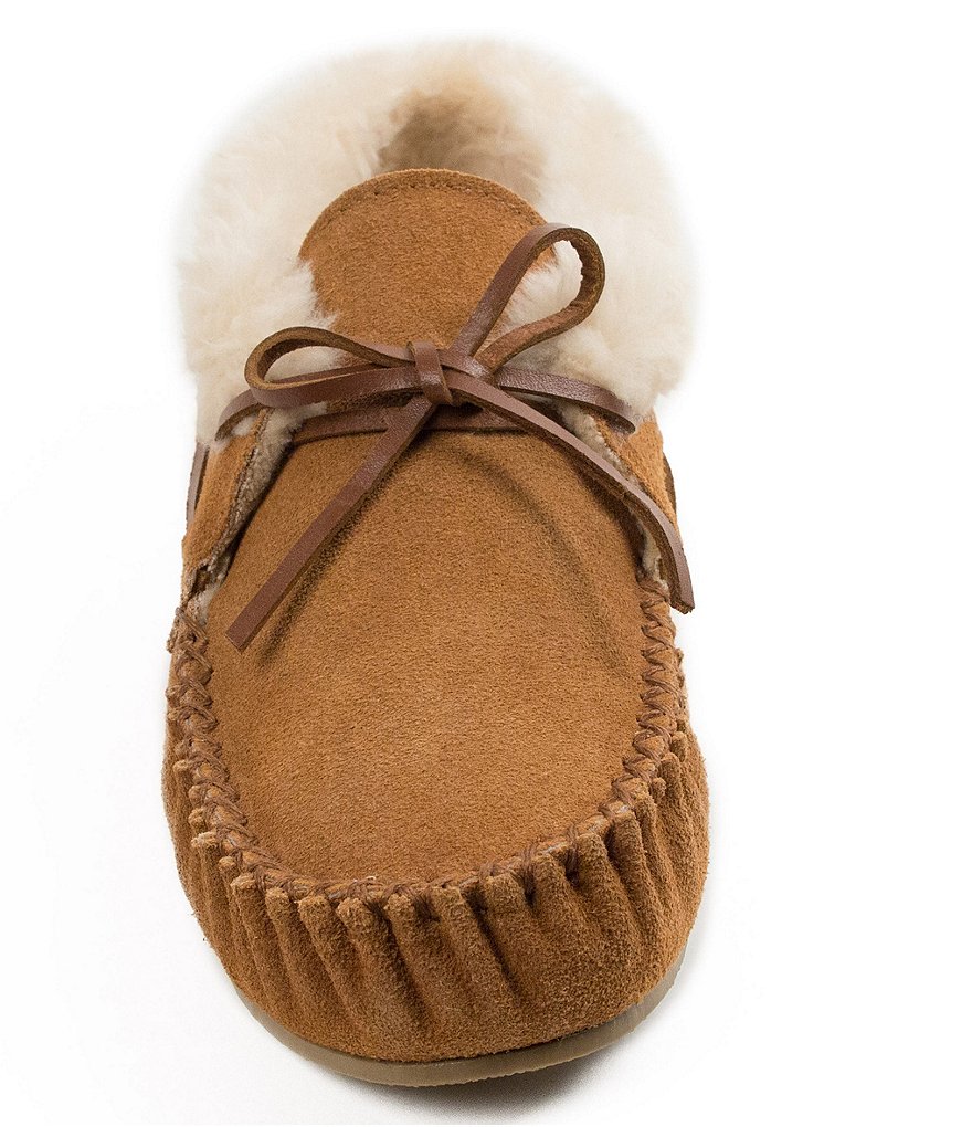 Minnetonka Chrissy Faux Shearling Suede Bootie Slippers