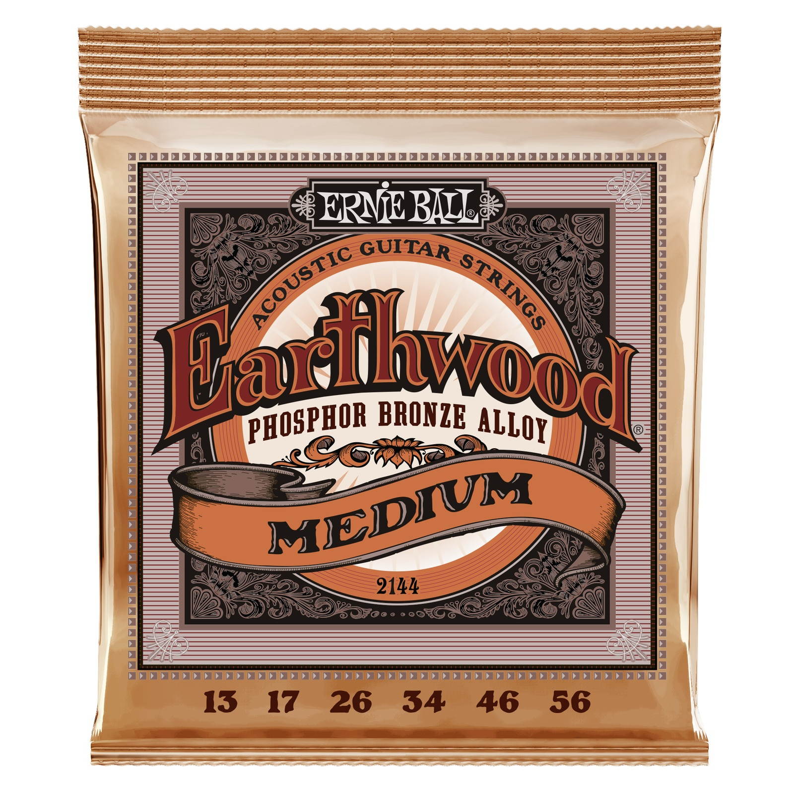 3 PACK Ernie Ball 2144 Earthwood Phosphor Bronze Alloy Med Strings (13-56)