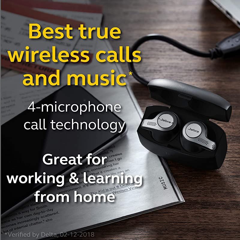 Elite 65t Earbuds Alexa BuiltIn True Wireless Earbuds with Charging Case Titanium Black Bluetooth Earbuds Engineered for the Best True Wireless Calls and Music Experience