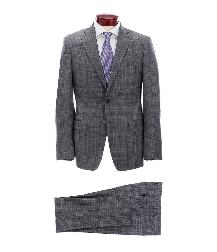 Psycho Bunny Slim Fit Blue Plaid Wool Suit