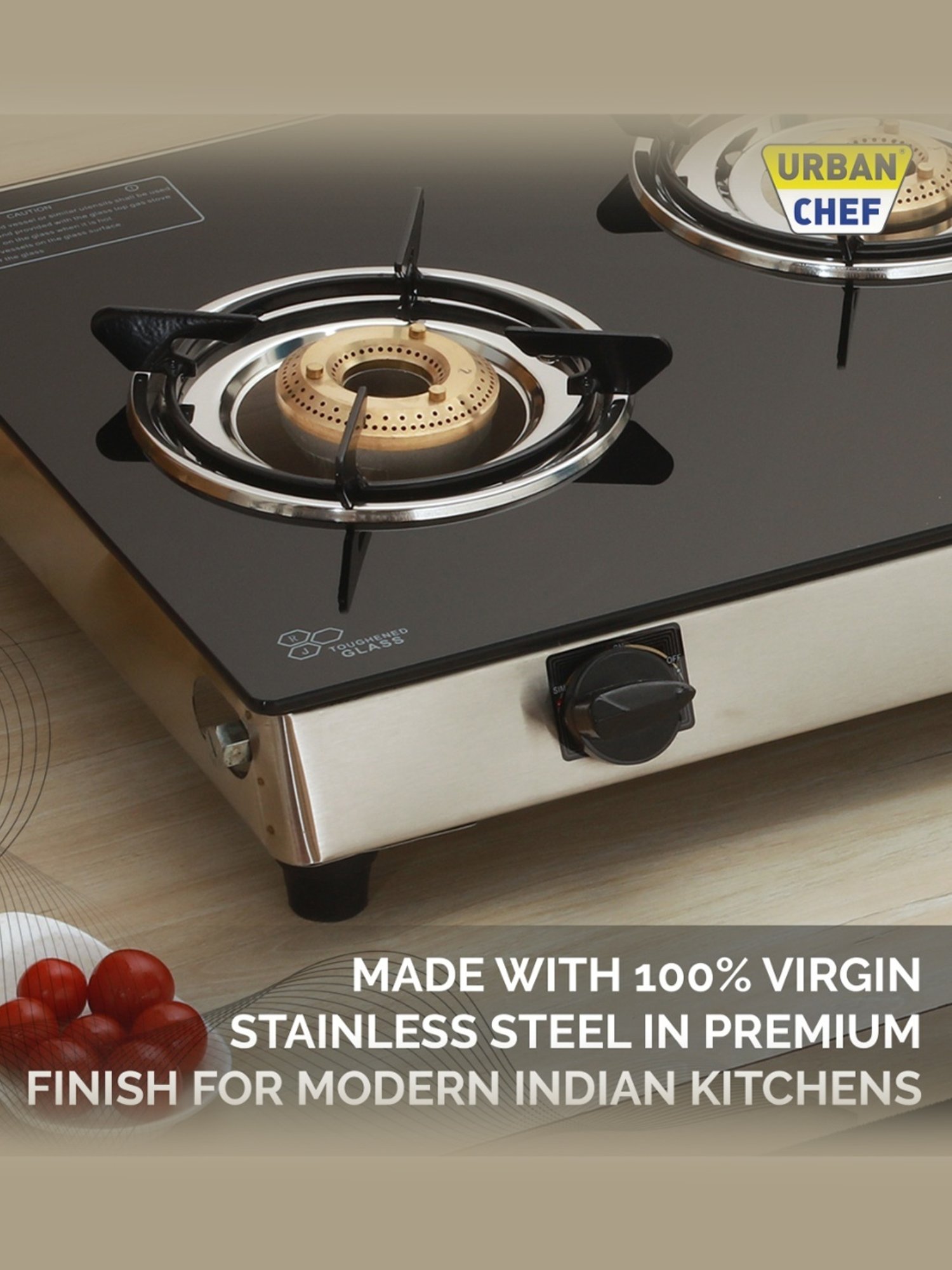 Urban Chef Gas Stove with 3 Burners ( Black )