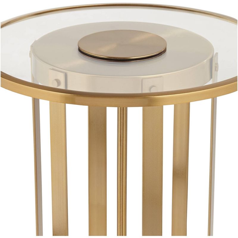 Blaine 14" Wide Gold Metal and Glass Accent Table