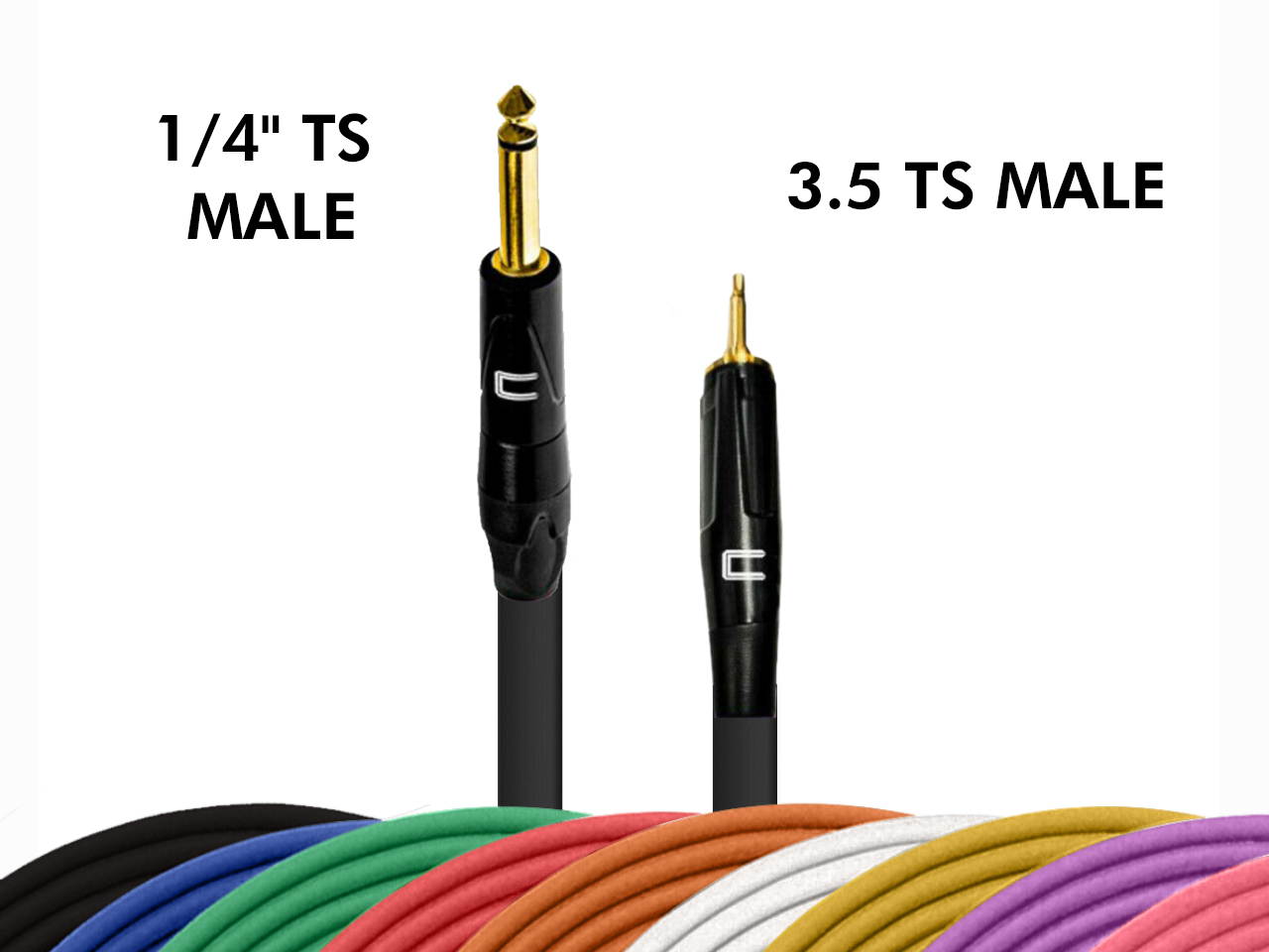 1/4" TS Male to 3.5 TS Unbalanced Cable - Custom Length, Color Professional Cord