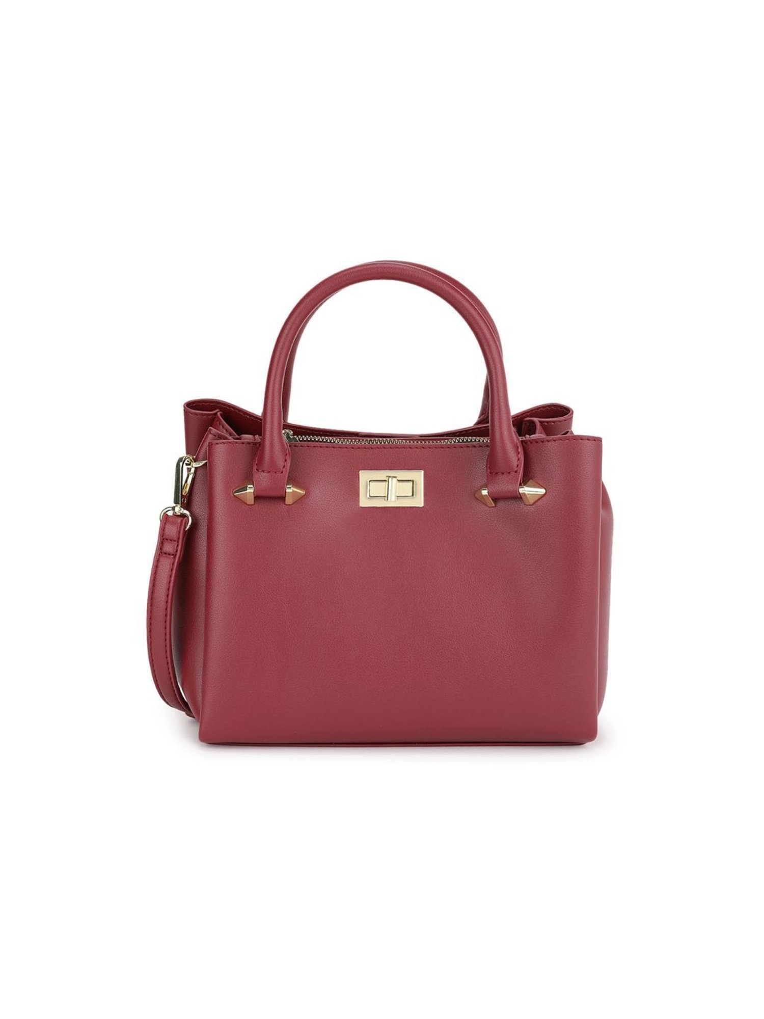 Tyra Olivia Wine Solid Faux Leather Handbag
