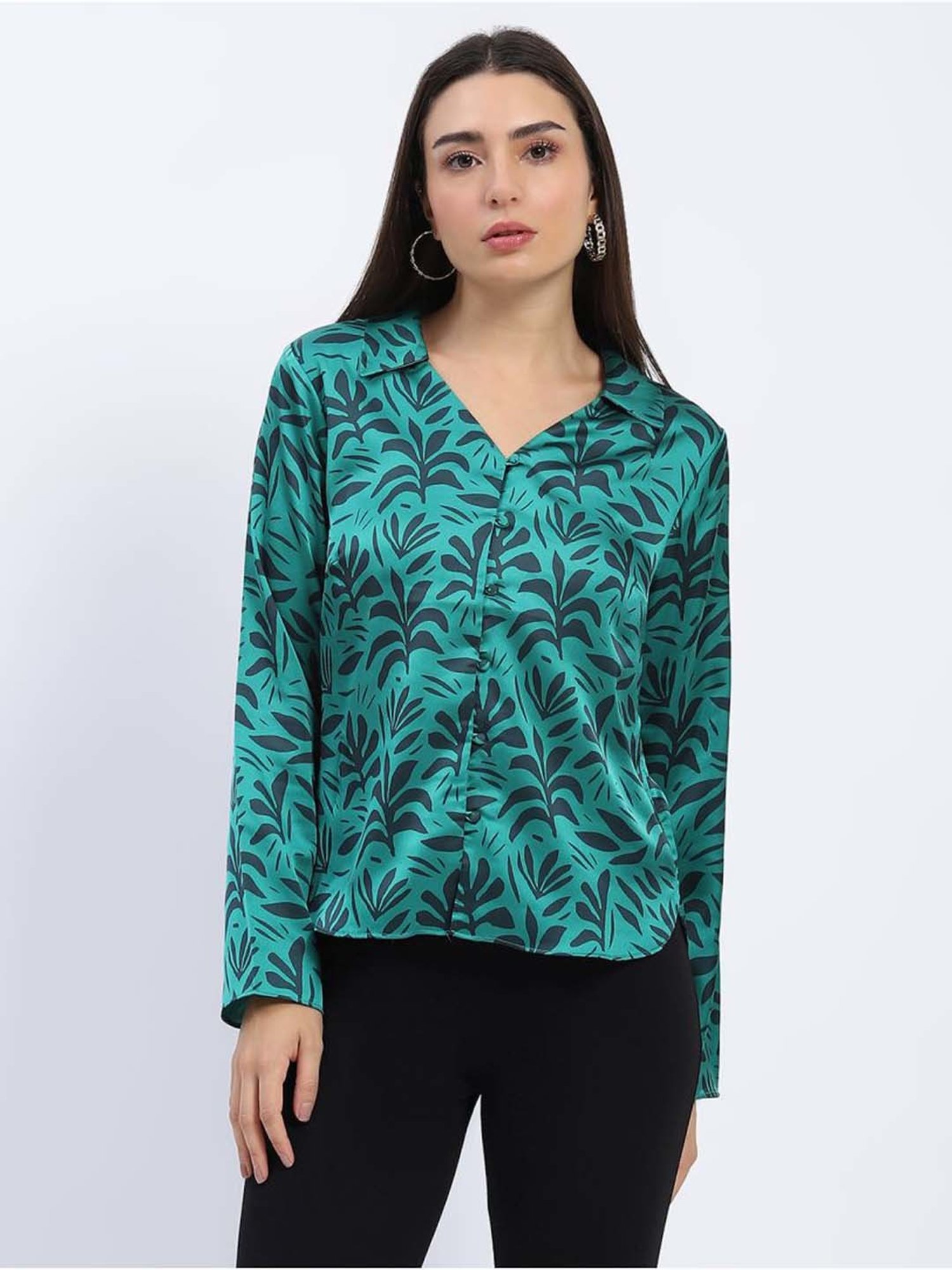 MADAME Green Printed Top