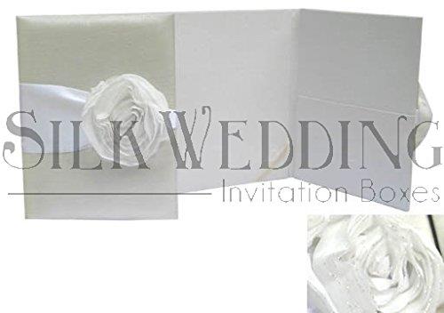 Rosette Embellished Silk Folder in White Fabric Roses