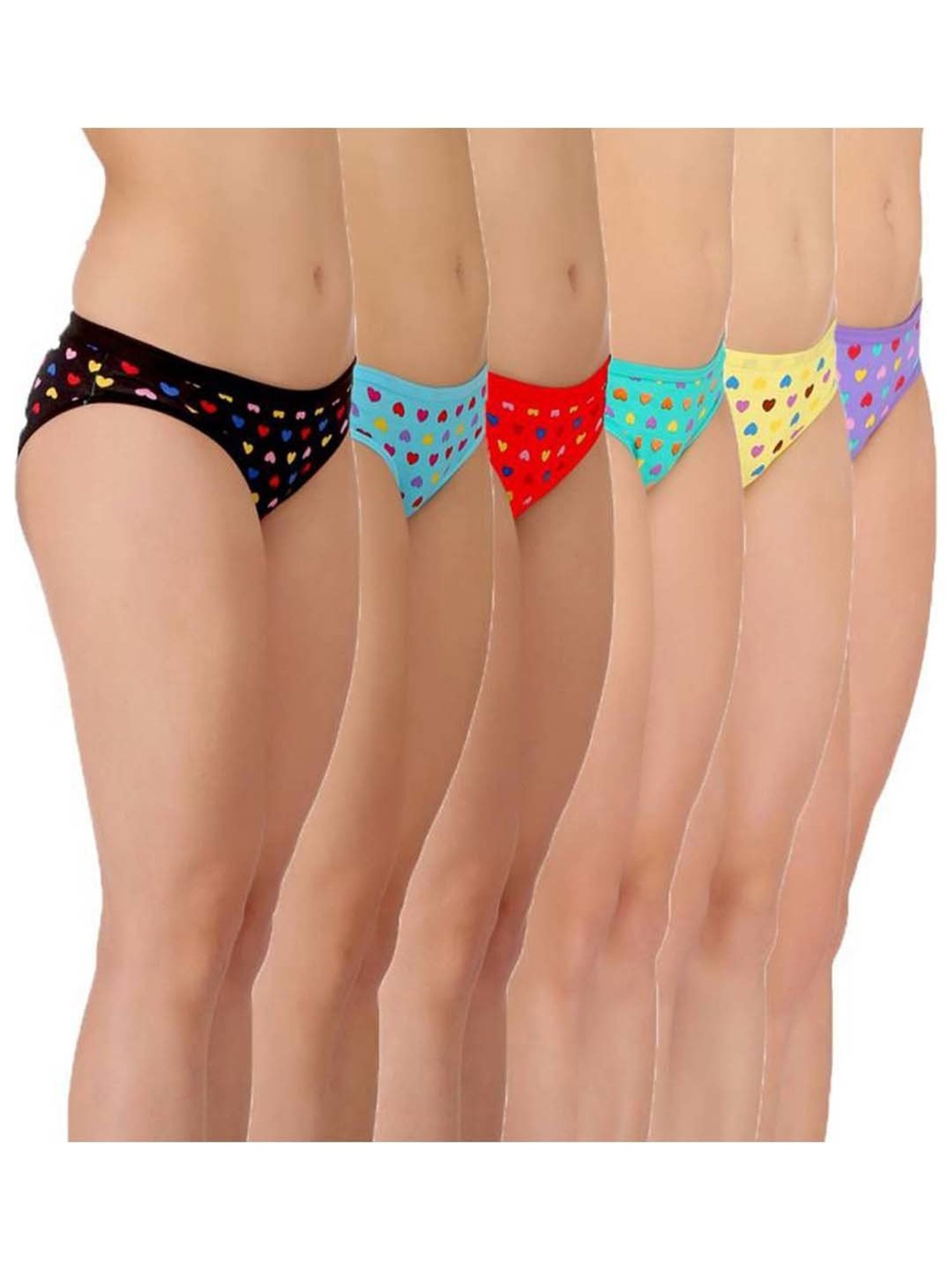 AROUSY Black & Blue Cotton Printed Bikini Panties - Pack Of 6