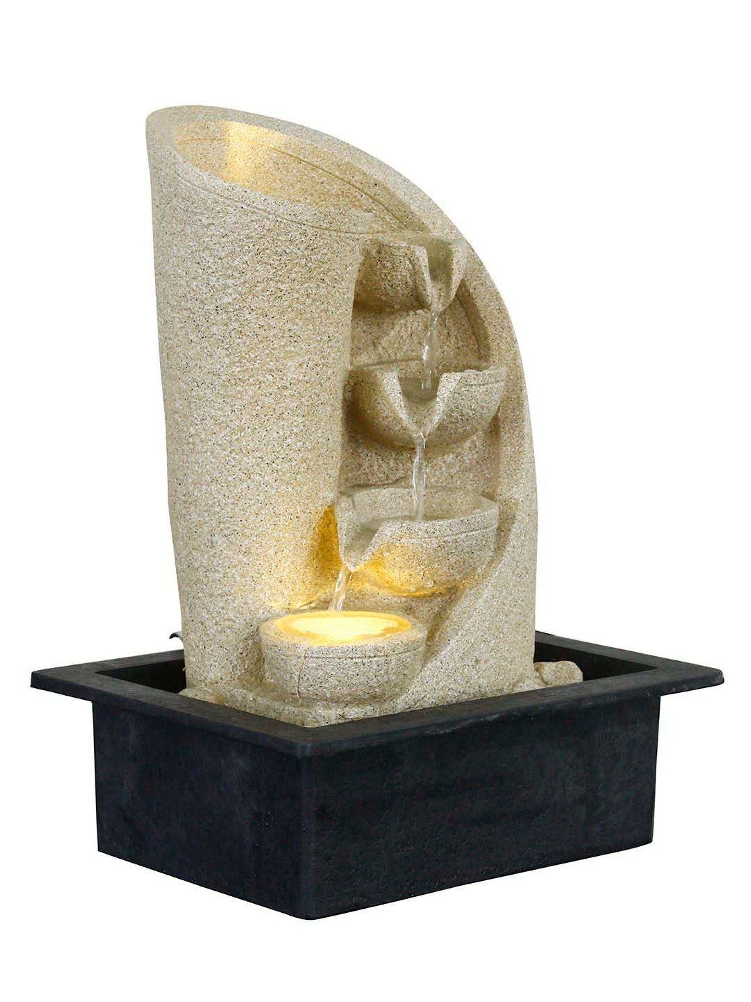 CHRONIKLE Cream Polyresin Table Top 3 Designer Steps Waterfall Fountain